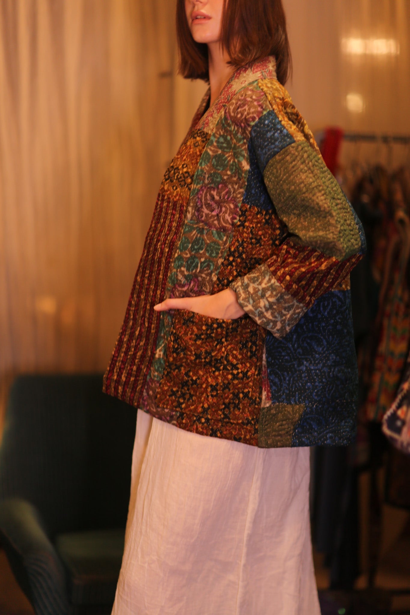 PATCHWORK PATTERN KANTHA SHORT KIMONO SAUNGOU - MOMO STUDIO BERLIN - Berlin Concept Store - sustainable & ethical fashion