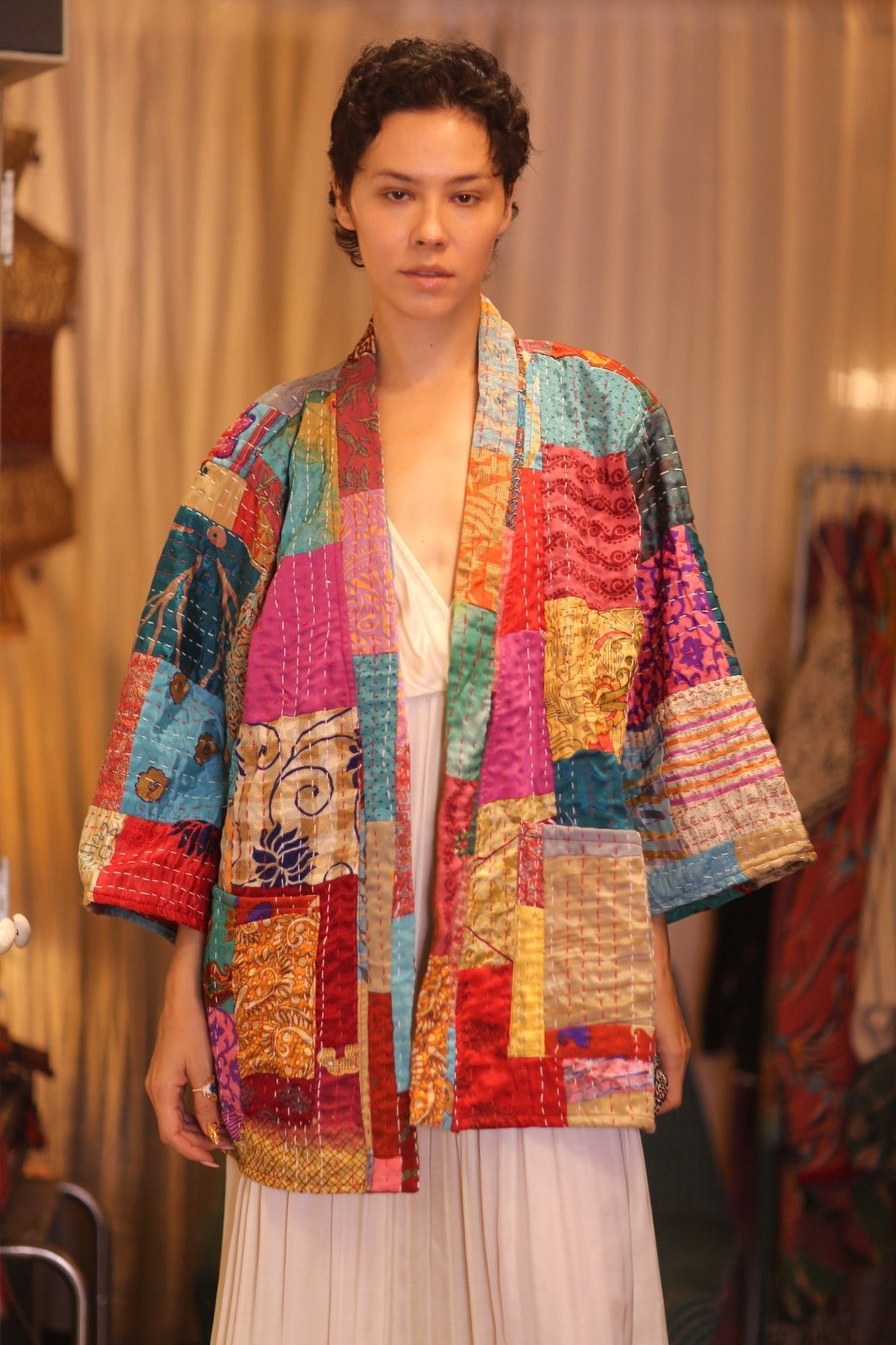 PATCHWORK PATTERN KANTHA SHORT KIMONO SHILA - MOMO STUDIO BERLIN - Berlin Concept Store - sustainable & ethical fashion