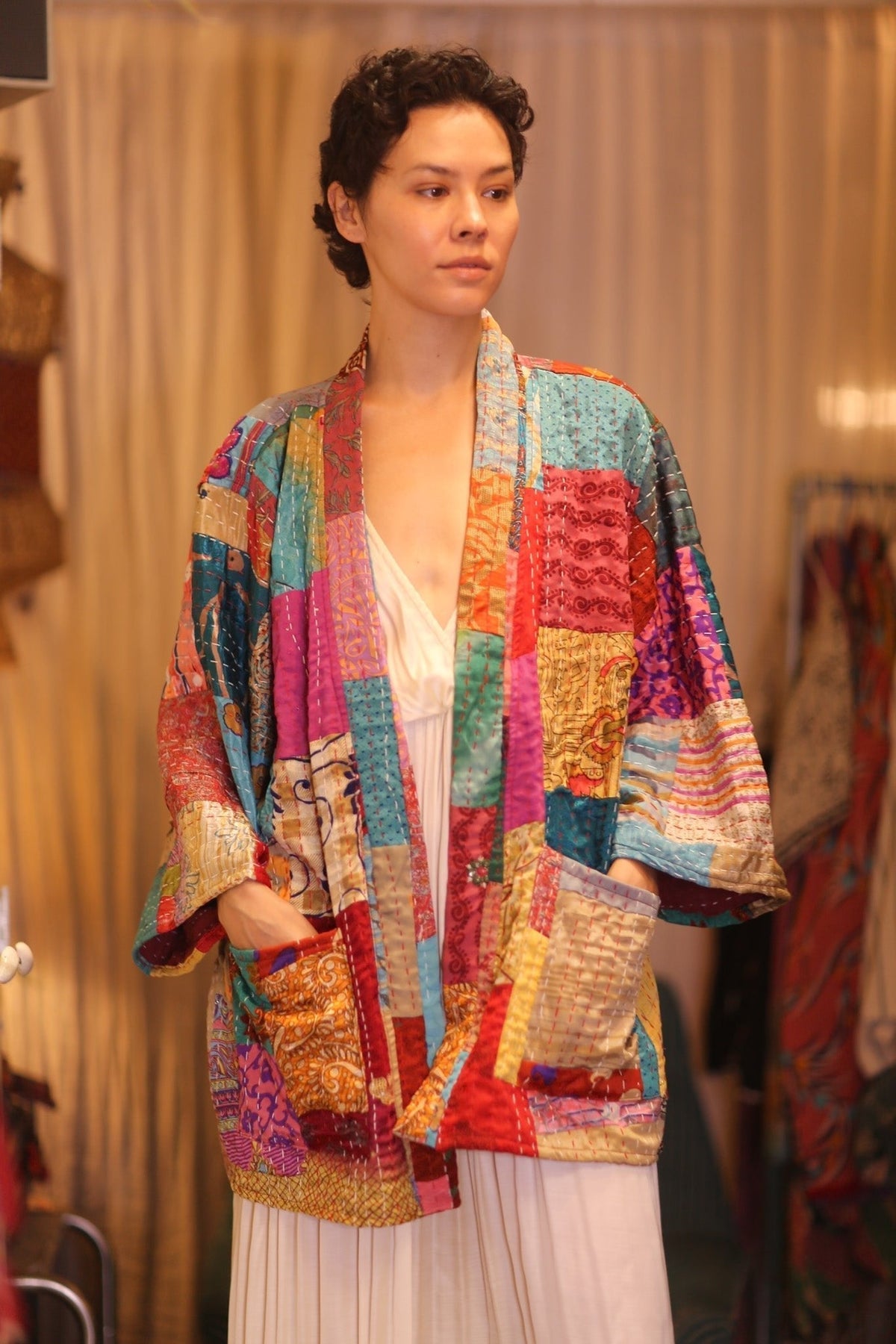 PATCHWORK PATTERN KANTHA SHORT KIMONO SHILA - MOMO STUDIO BERLIN - Berlin Concept Store - sustainable & ethical fashion
