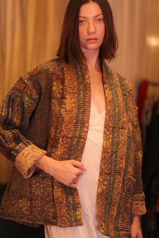 PATCHWORK PATTERN KANTHA SHORT KIMONO YAUNGNI - MOMO STUDIO BERLIN - Berlin Concept Store - sustainable & ethical fashion