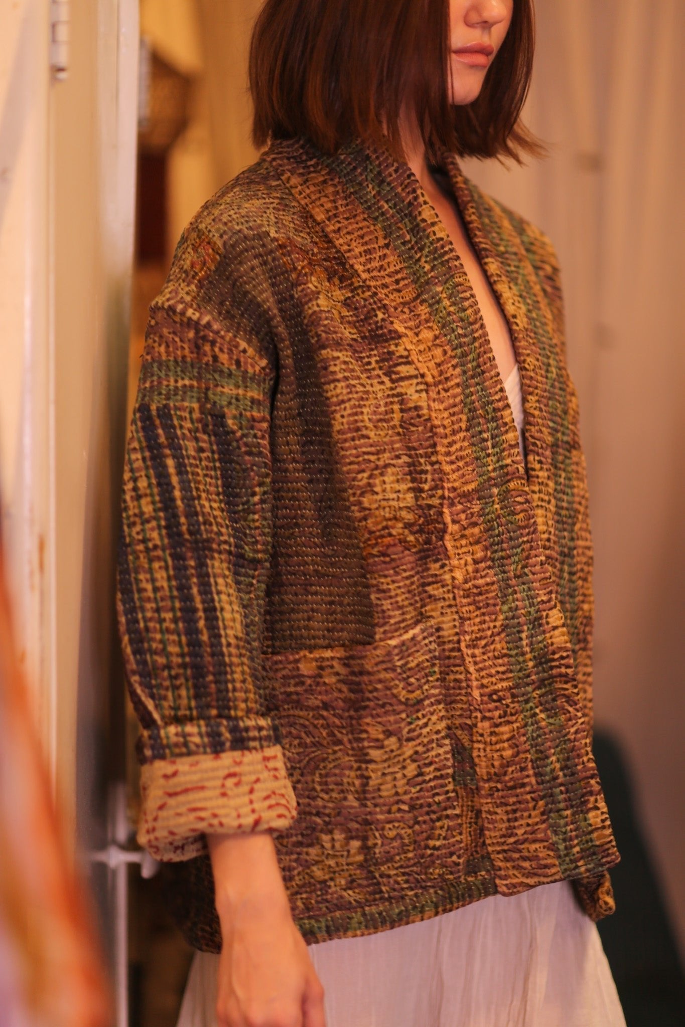 PATCHWORK PATTERN KANTHA SHORT KIMONO YAUNGNI - MOMO STUDIO BERLIN - Berlin Concept Store - sustainable & ethical fashion