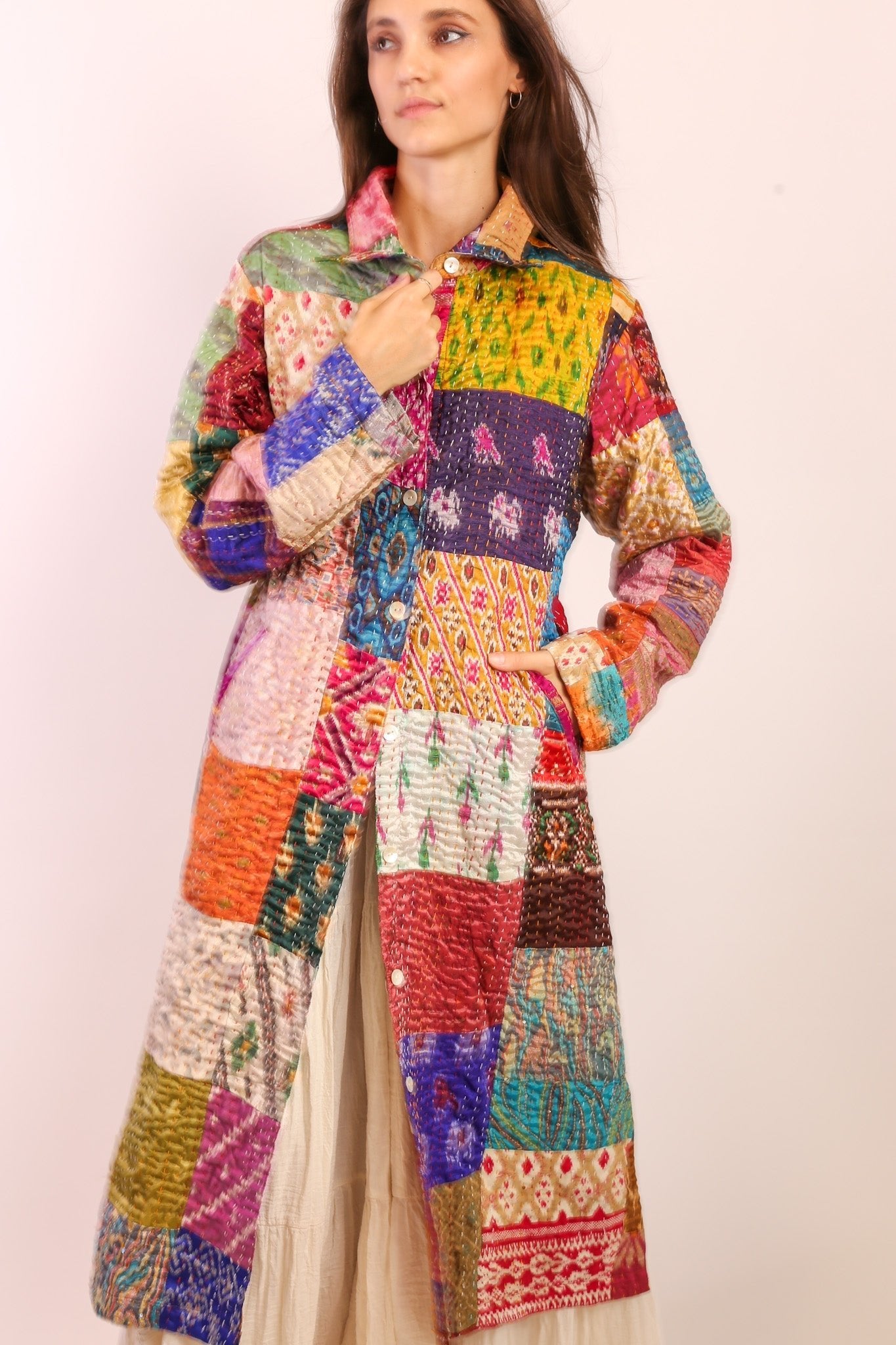 PATCHWORK SILK COAT HILA - MOMO STUDIO BERLIN - Berlin Concept Store - sustainable & ethical fashion