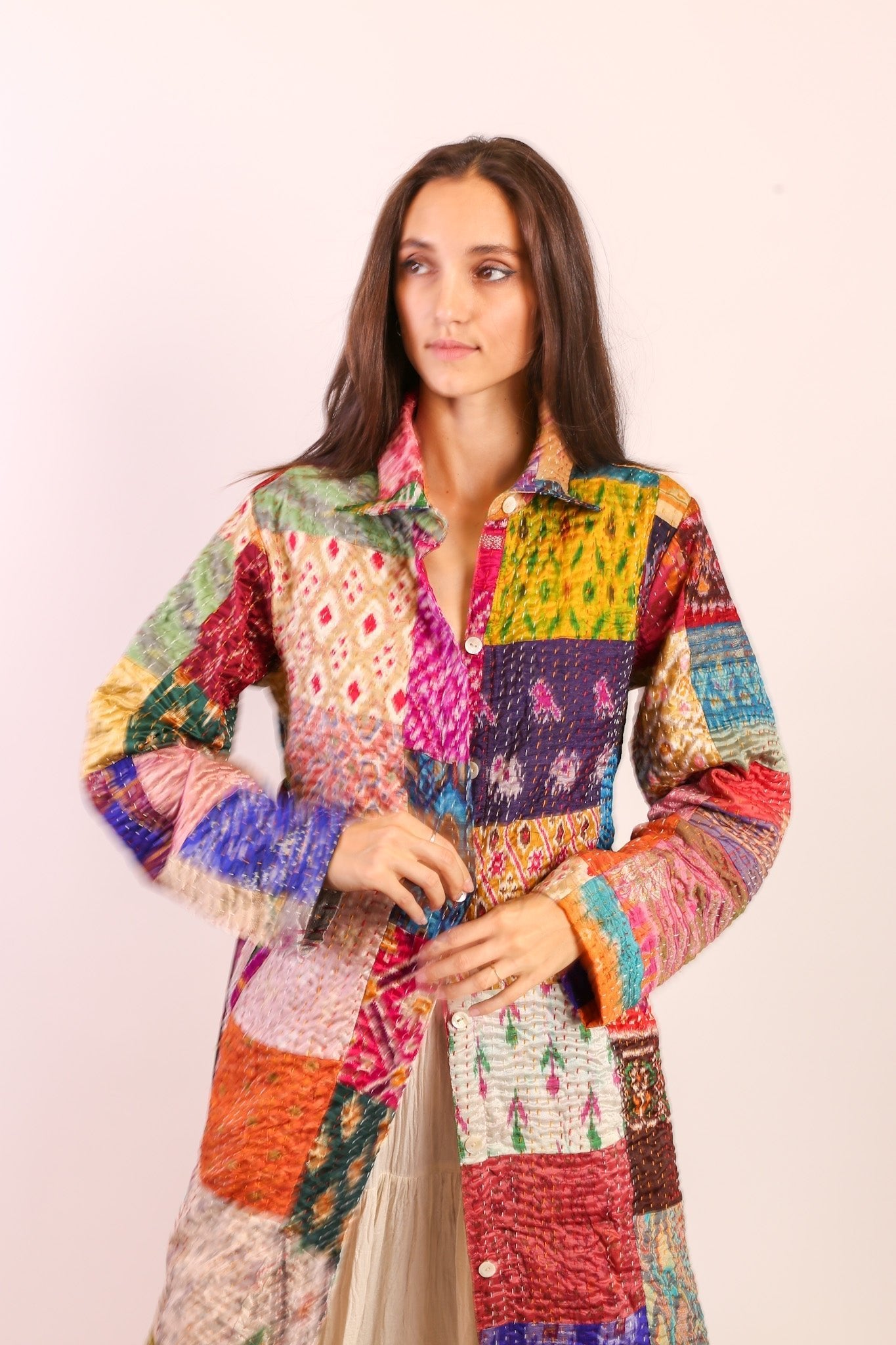 PATCHWORK SILK COAT HILA - MOMO STUDIO BERLIN - Berlin Concept Store - sustainable & ethical fashion