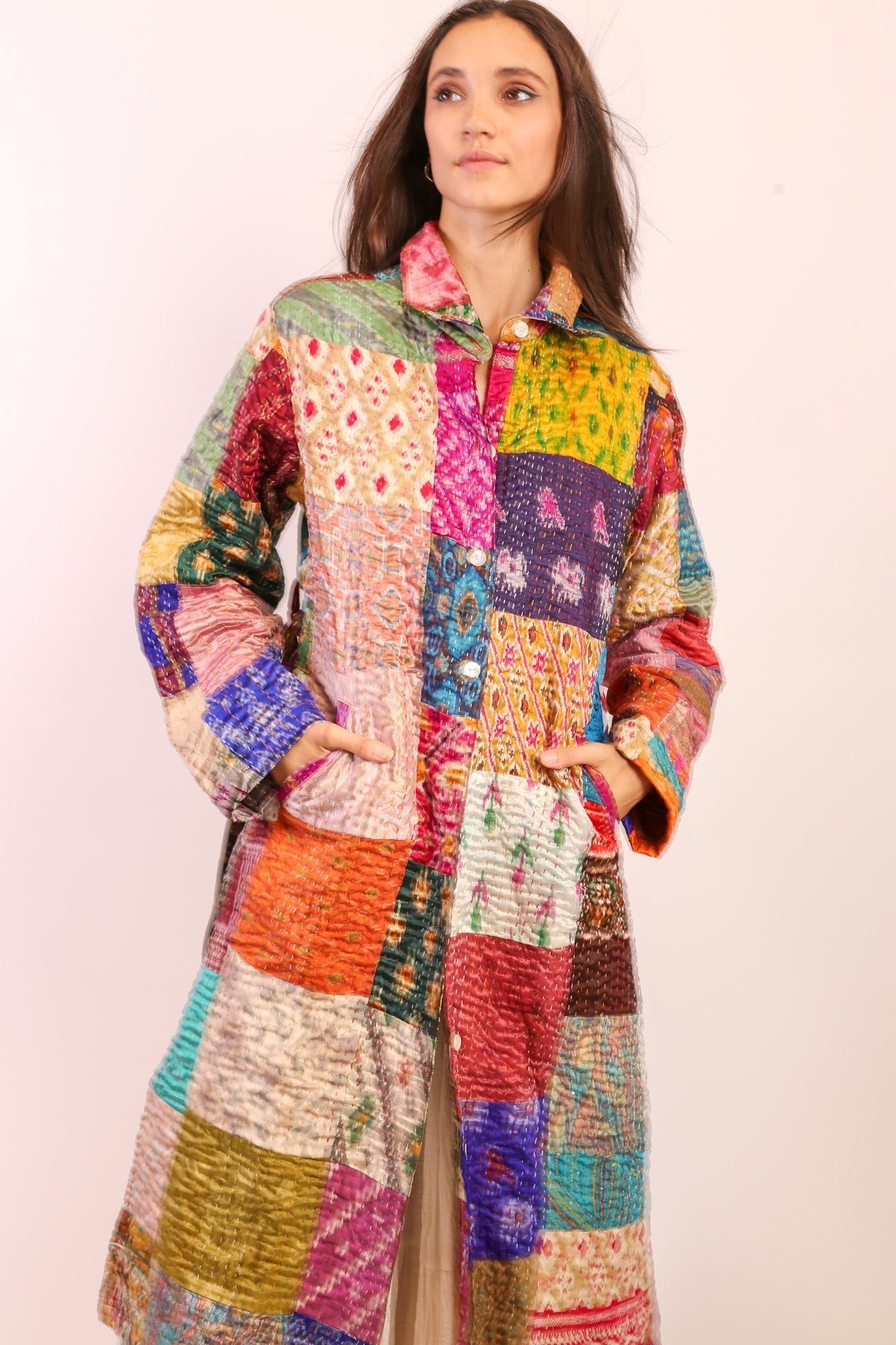 PATCHWORK SILK COAT HILA - MOMO STUDIO BERLIN - Berlin Concept Store - sustainable & ethical fashion