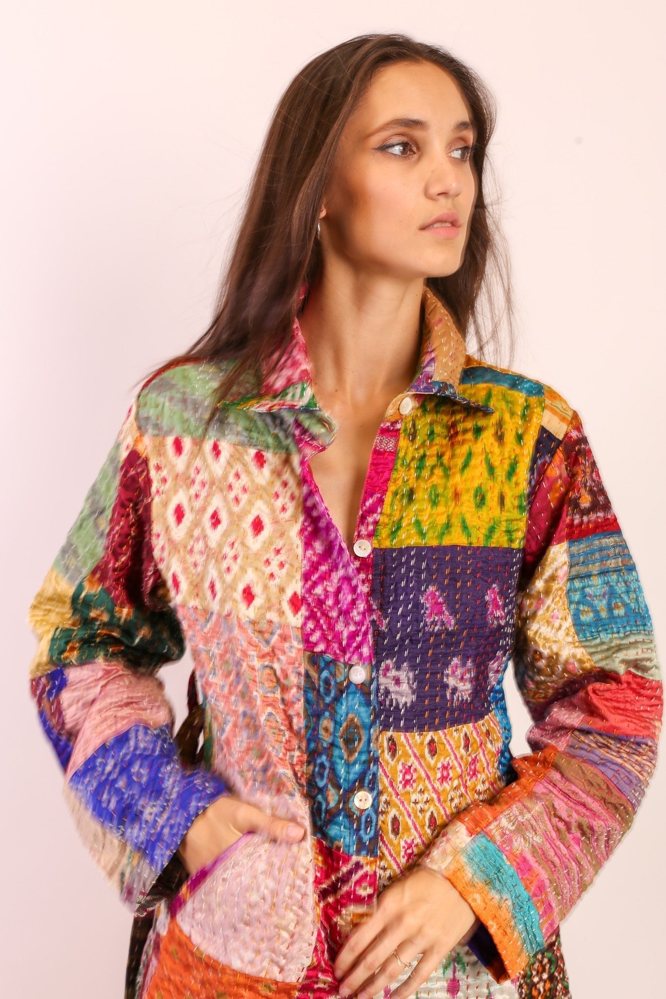 PATCHWORK SILK COAT HILA - MOMO STUDIO BERLIN - Berlin Concept Store - sustainable & ethical fashion