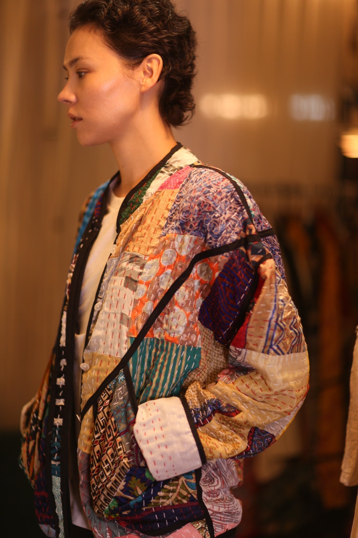 PATCHWORK SILK JACKET JINGA - sustainably made MOMO NEW YORK sustainable clothing, coatandjacket slow fashion