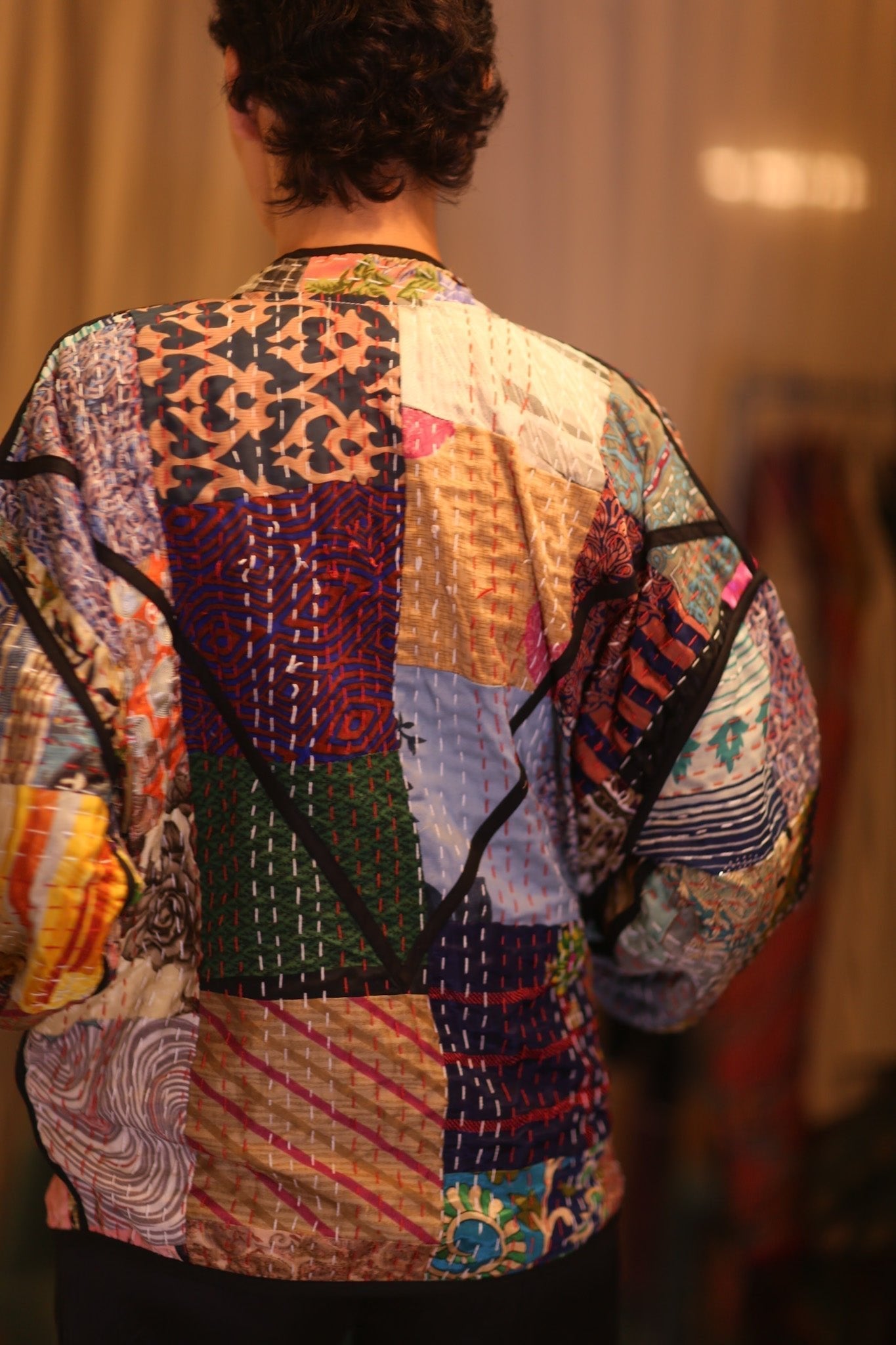PATCHWORK SILK JACKET JINGA - sustainably made MOMO NEW YORK sustainable clothing, coatandjacket slow fashion