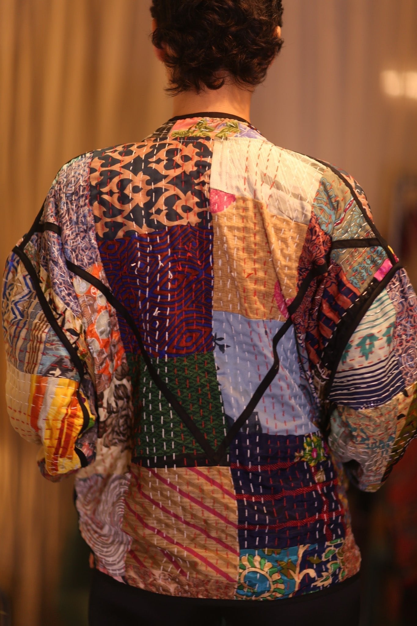 PATCHWORK SILK JACKET JINGA - sustainably made MOMO NEW YORK sustainable clothing, coatandjacket slow fashion