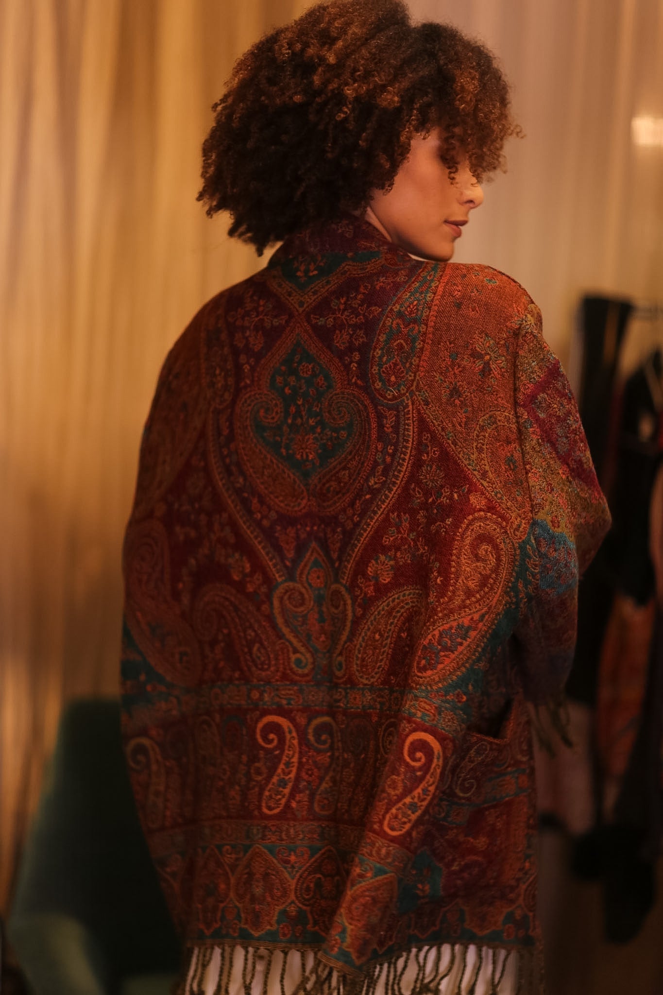 PATTERN EMBROIDERED COTTON WOOL SHAWL KIMONO TINA - MOMO STUDIO BERLIN - Berlin Concept Store - sustainable & ethical fashion