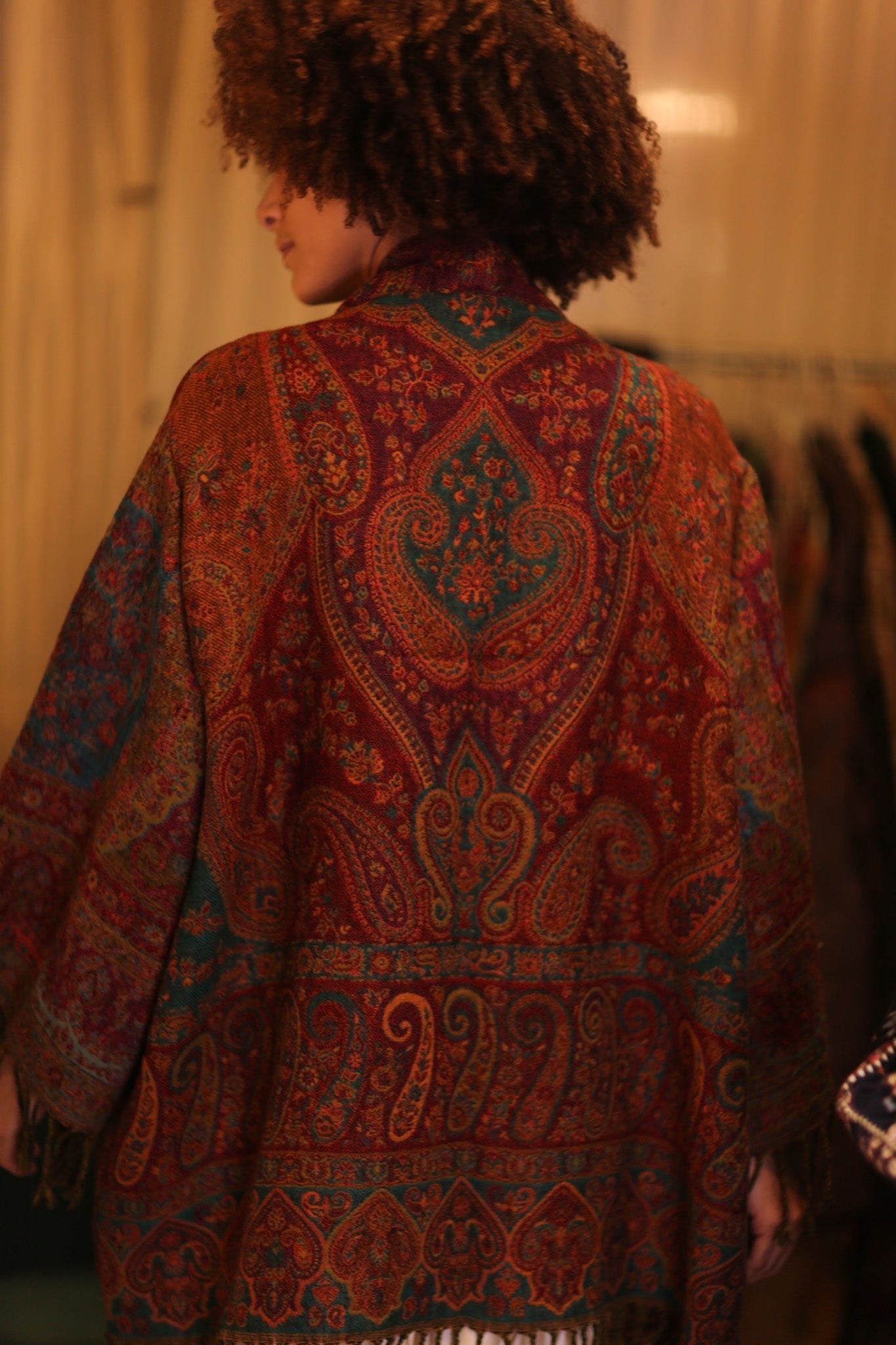 PATTERN EMBROIDERED COTTON WOOL SHAWL KIMONO TINA - MOMO STUDIO BERLIN - Berlin Concept Store - sustainable & ethical fashion