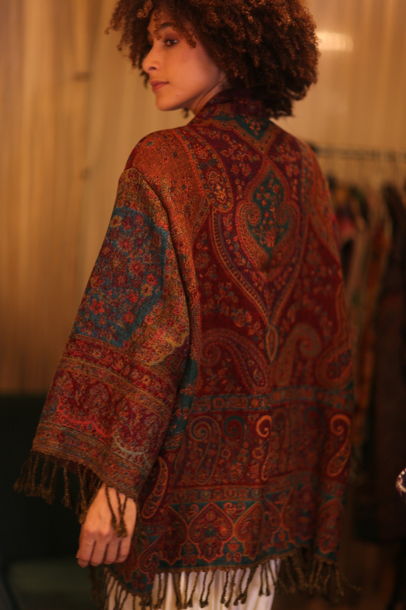 PATTERN EMBROIDERED COTTON WOOL SHAWL KIMONO TINA - MOMO STUDIO BERLIN - Berlin Concept Store - sustainable & ethical fashion