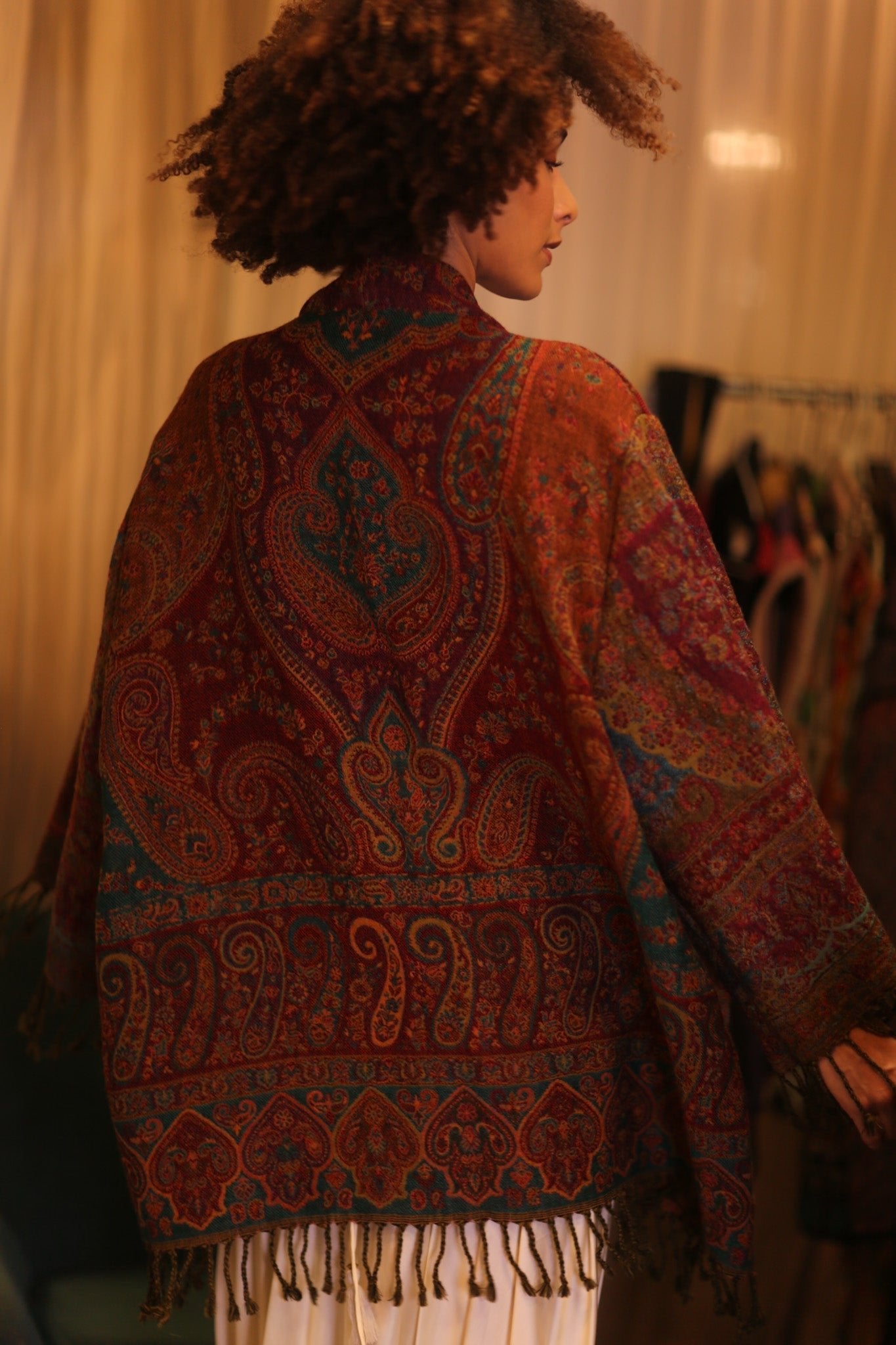 PATTERN EMBROIDERED COTTON WOOL SHAWL KIMONO TINA - MOMO STUDIO BERLIN - Berlin Concept Store - sustainable & ethical fashion