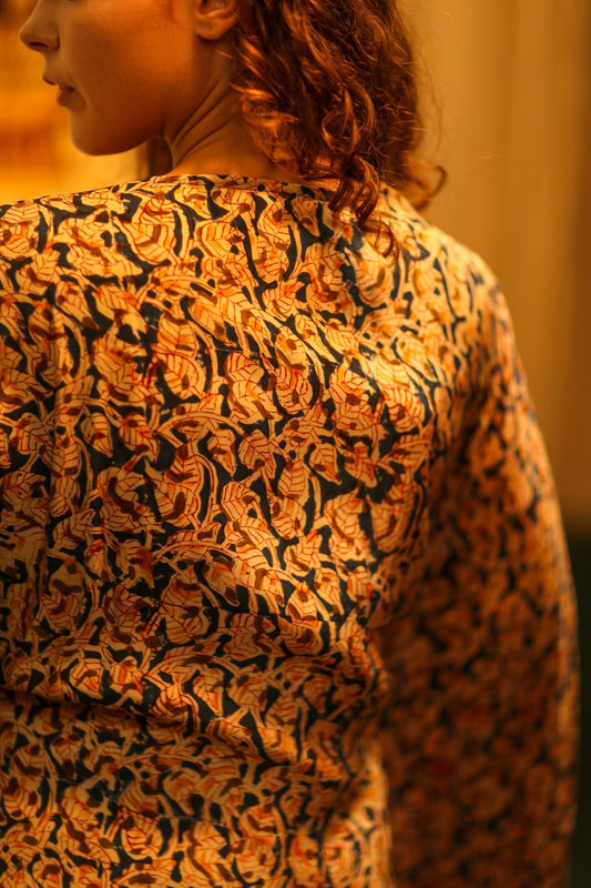 PINA SILK KIMONO LEAFY BLUE - MOMO STUDIO BERLIN - Berlin Concept Store - sustainable & ethical fashion