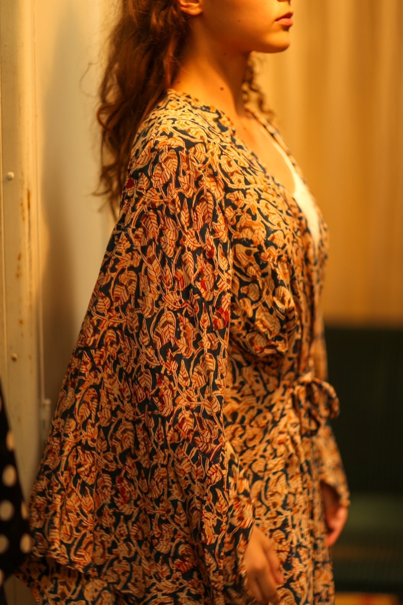 PINA SILK KIMONO LEAFY BLUE - MOMO STUDIO BERLIN - Berlin Concept Store - sustainable & ethical fashion