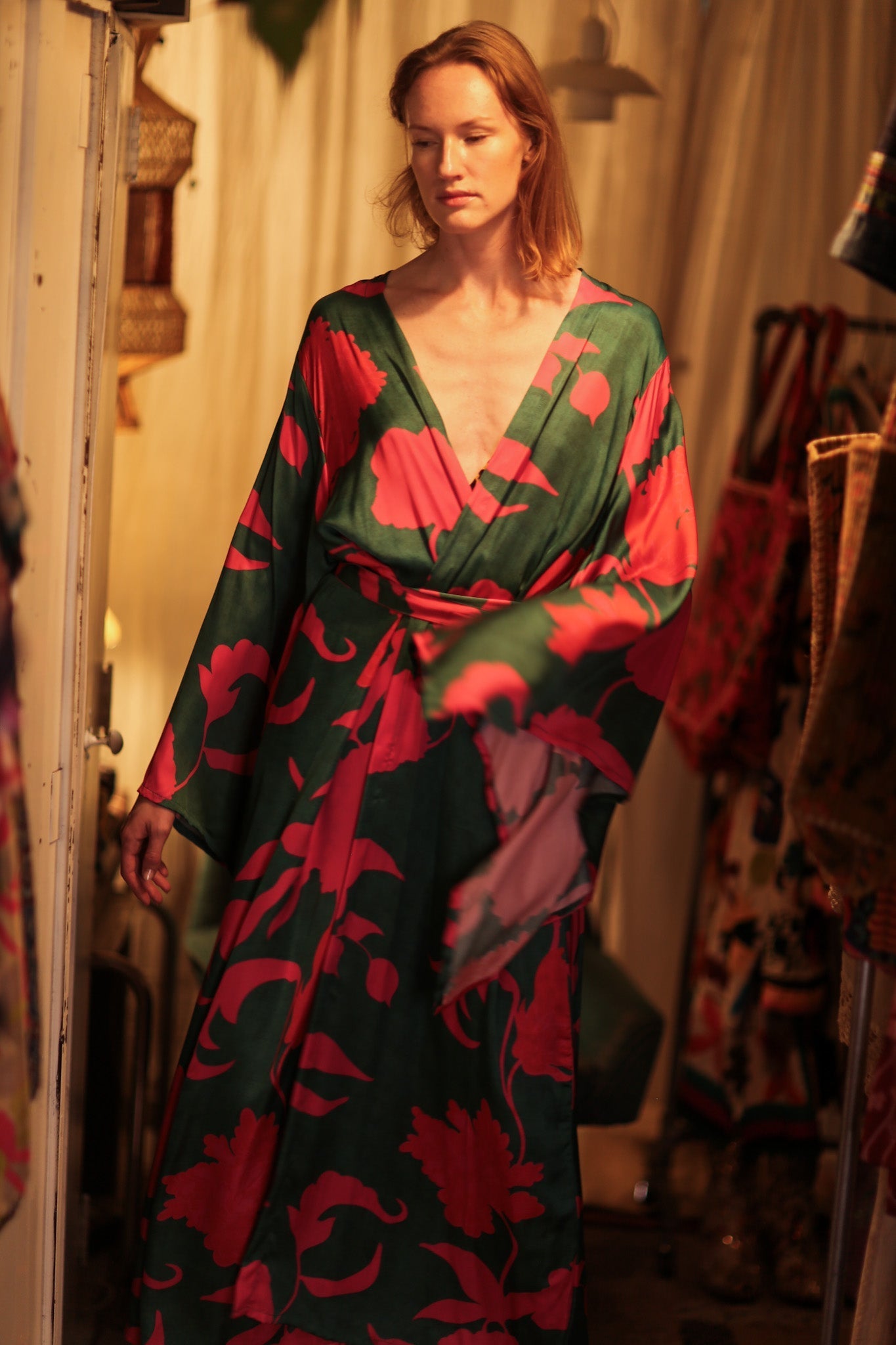 PINA SILK KIMONO PINK VINES - MOMO STUDIO BERLIN - Berlin Concept Store - sustainable & ethical fashion