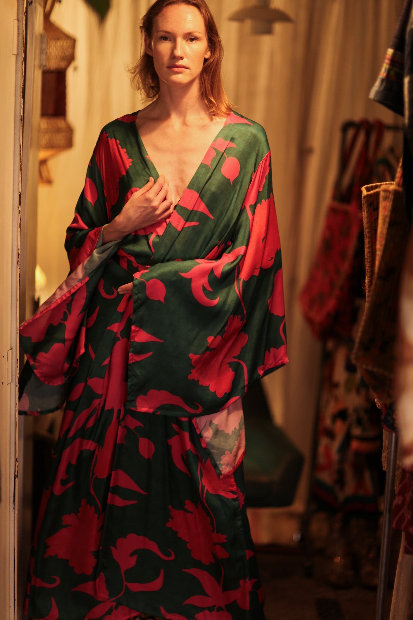 PINA SILK KIMONO PINK VINES - MOMO STUDIO BERLIN - Berlin Concept Store - sustainable & ethical fashion