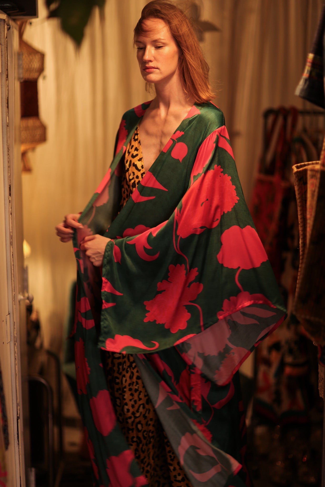 PINA SILK KIMONO PINK VINES - MOMO STUDIO BERLIN - Berlin Concept Store - sustainable & ethical fashion