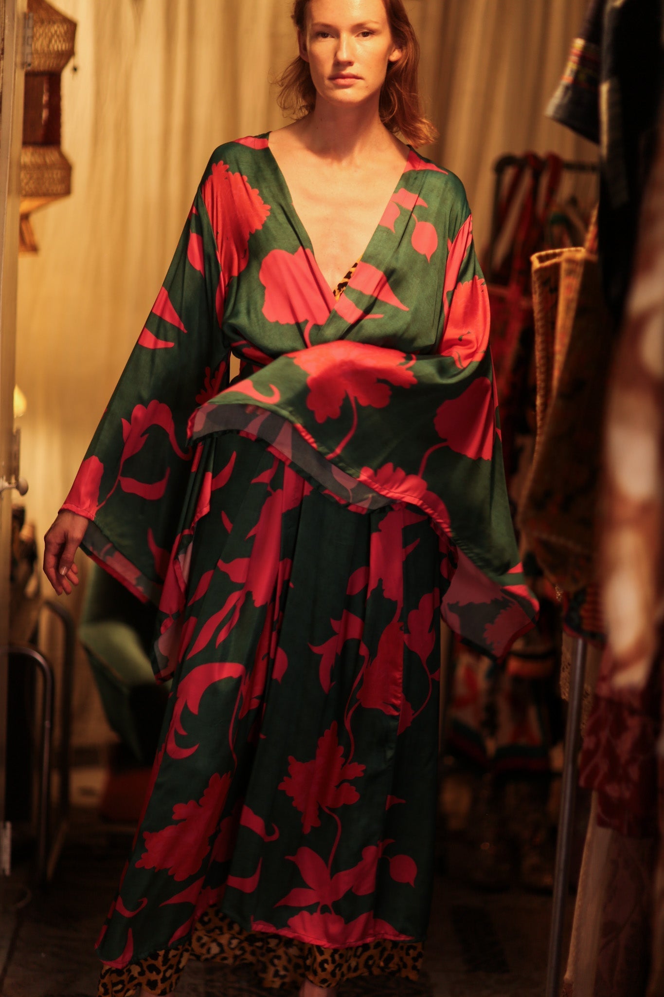 PINA SILK KIMONO PINK VINES - MOMO STUDIO BERLIN - Berlin Concept Store - sustainable & ethical fashion