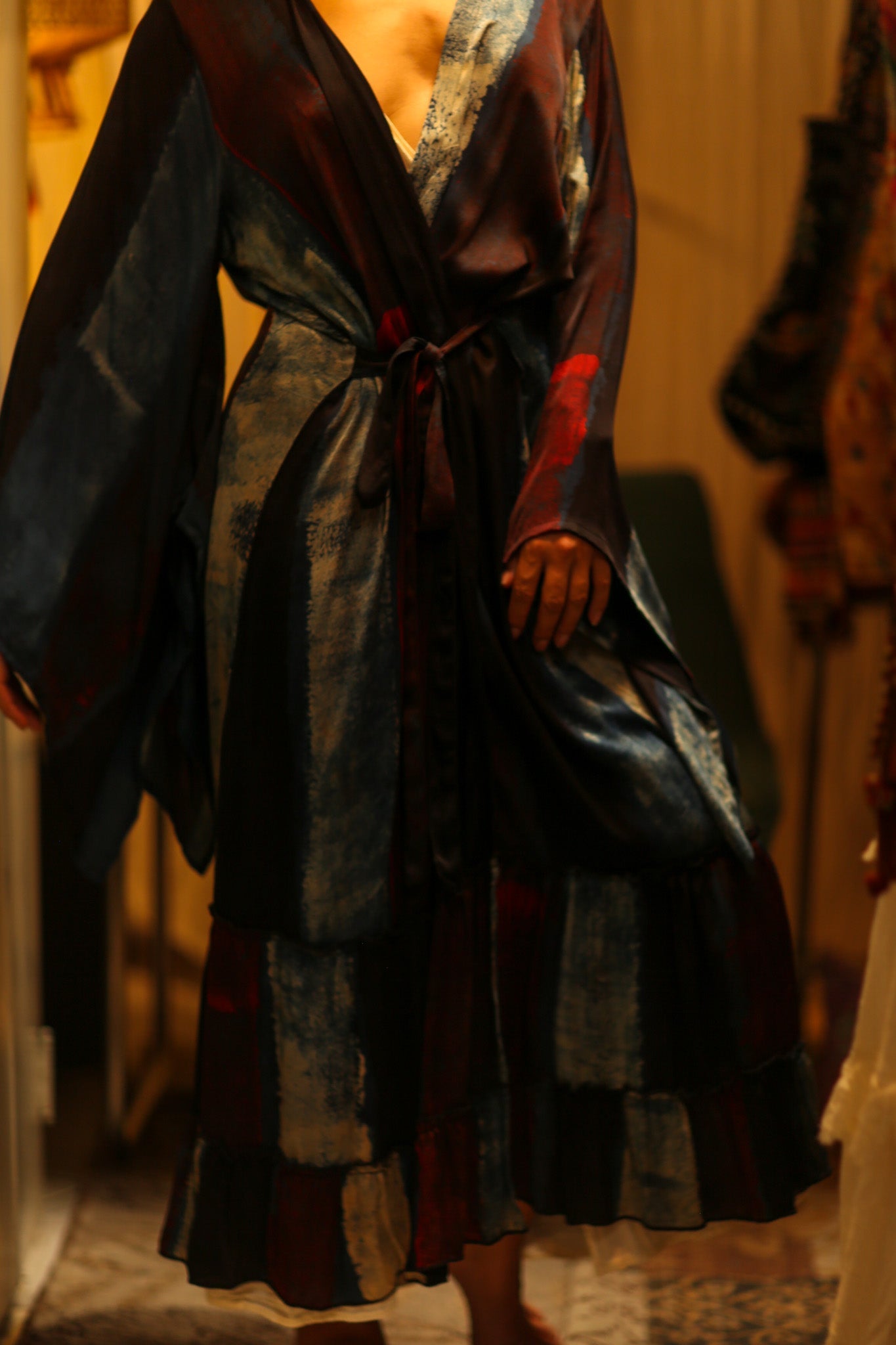 PINA SILK KIMONO RED AND BLUE STRIPE - MOMO STUDIO BERLIN - Berlin Concept Store - sustainable & ethical fashion