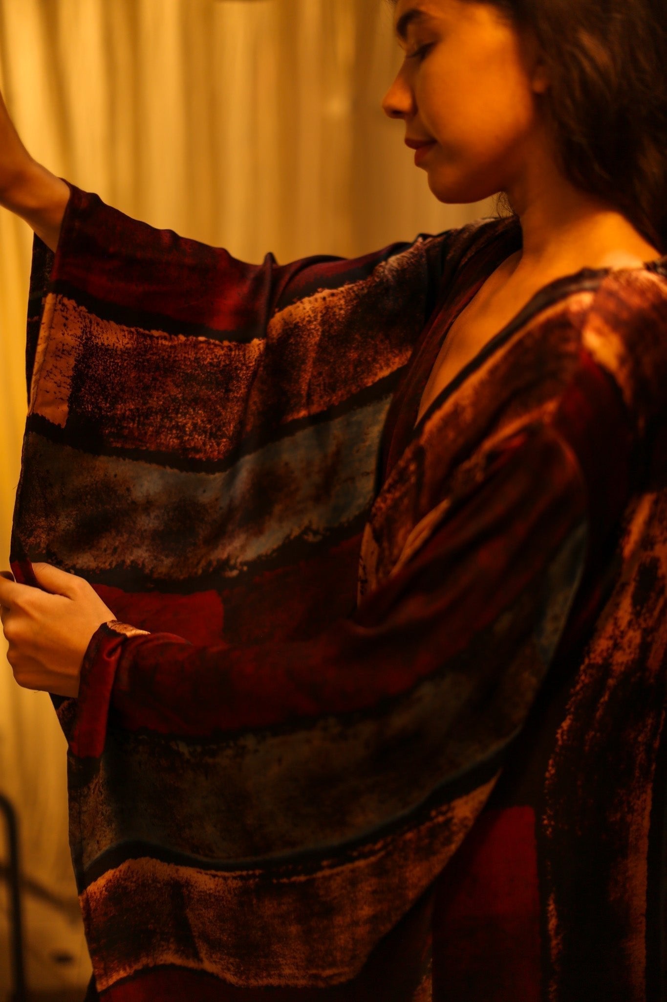 PINA SILK KIMONO RED AND BLUE STRIPE - MOMO STUDIO BERLIN - Berlin Concept Store - sustainable & ethical fashion