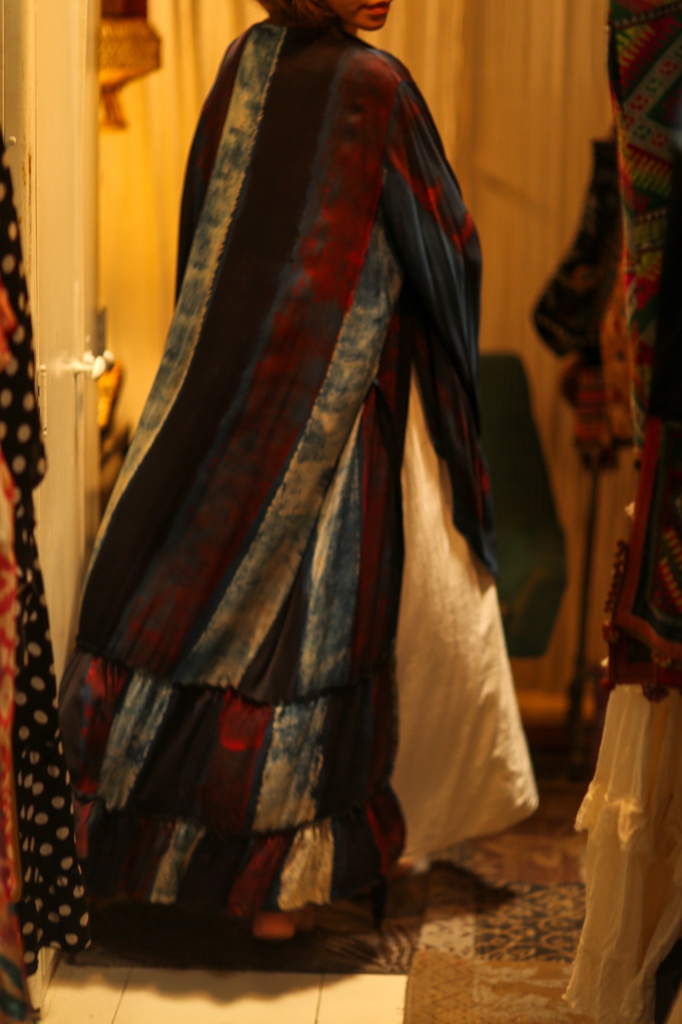 PINA SILK KIMONO RED AND BLUE STRIPE - MOMO STUDIO BERLIN - Berlin Concept Store - sustainable & ethical fashion