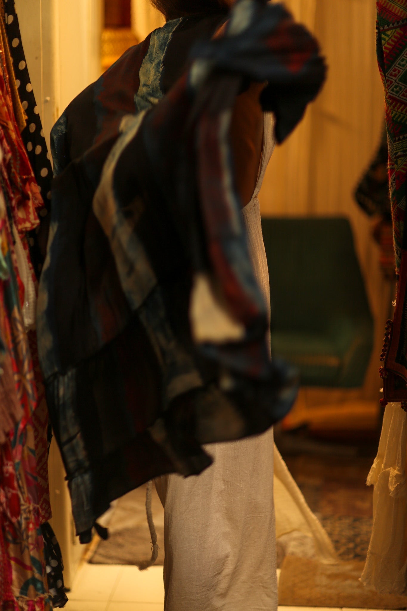PINA SILK KIMONO RED AND BLUE STRIPE - MOMO STUDIO BERLIN - Berlin Concept Store - sustainable & ethical fashion