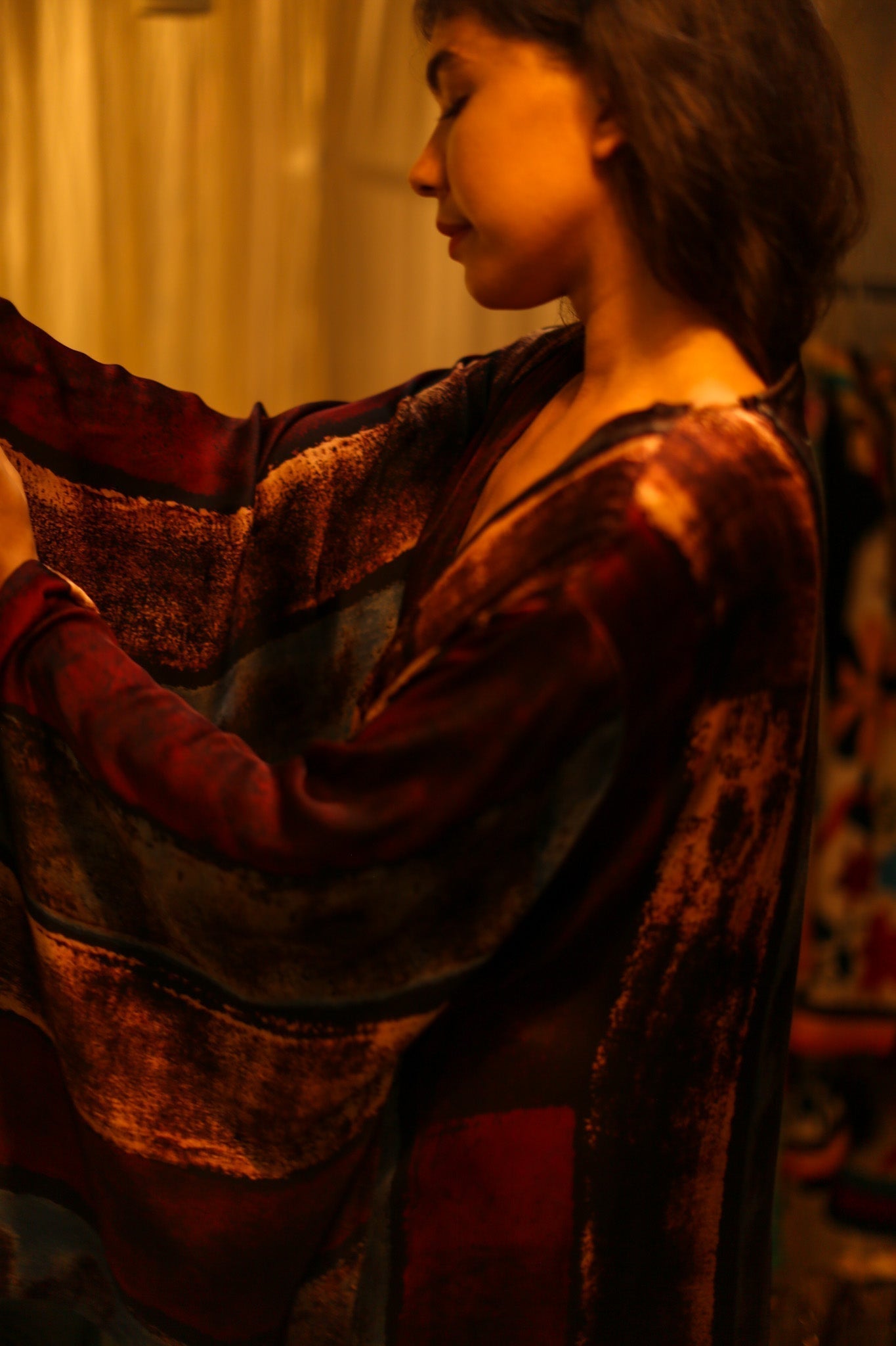 PINA SILK KIMONO RED AND BLUE STRIPE - MOMO STUDIO BERLIN - Berlin Concept Store - sustainable & ethical fashion