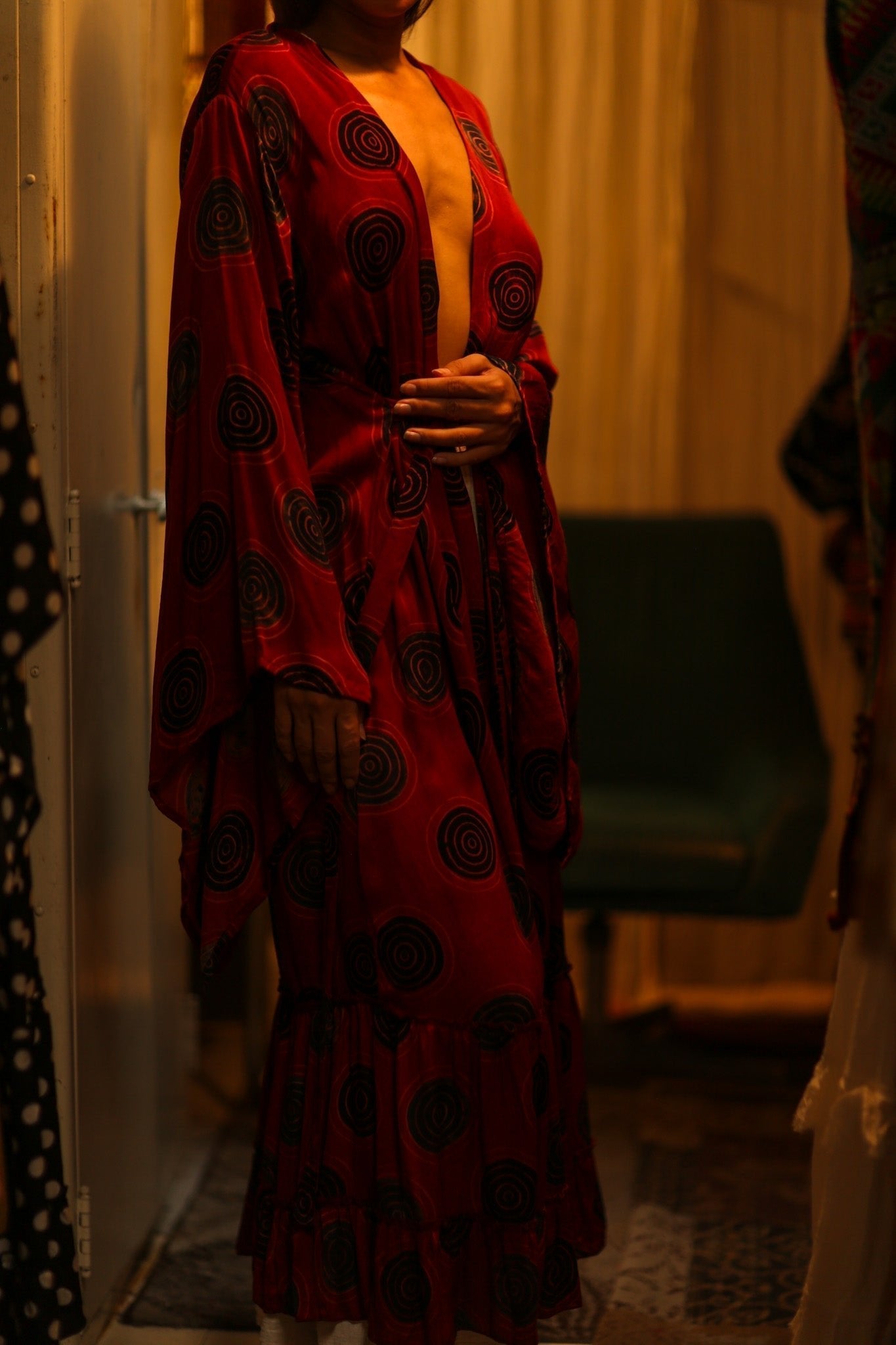 PINA SILK KIMONO RED CIRCLE - MOMO STUDIO BERLIN - Berlin Concept Store - sustainable & ethical fashion