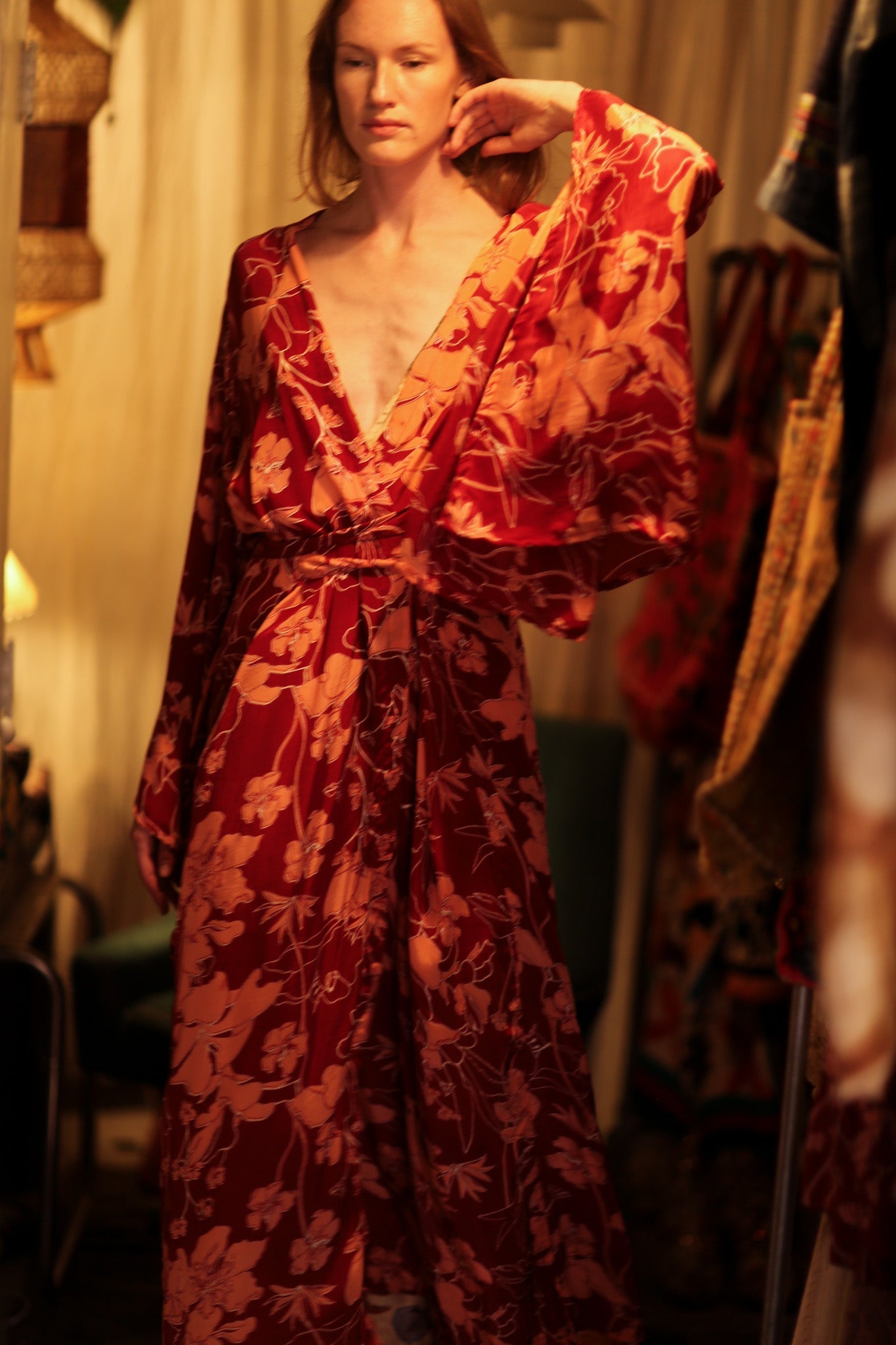PINA SILK KIMONO RED FLOWER - MOMO STUDIO BERLIN - Berlin Concept Store - sustainable & ethical fashion