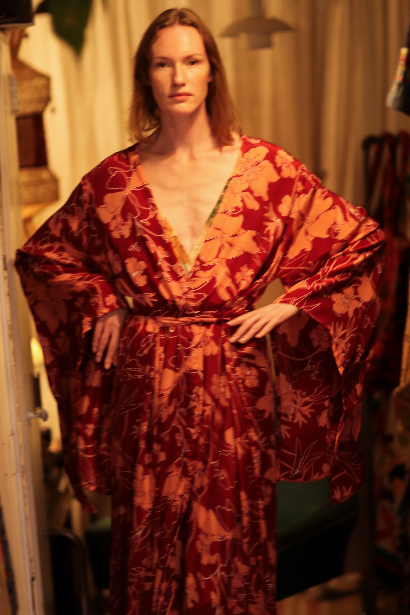 PINA SILK KIMONO RED FLOWER - MOMO STUDIO BERLIN - Berlin Concept Store - sustainable & ethical fashion