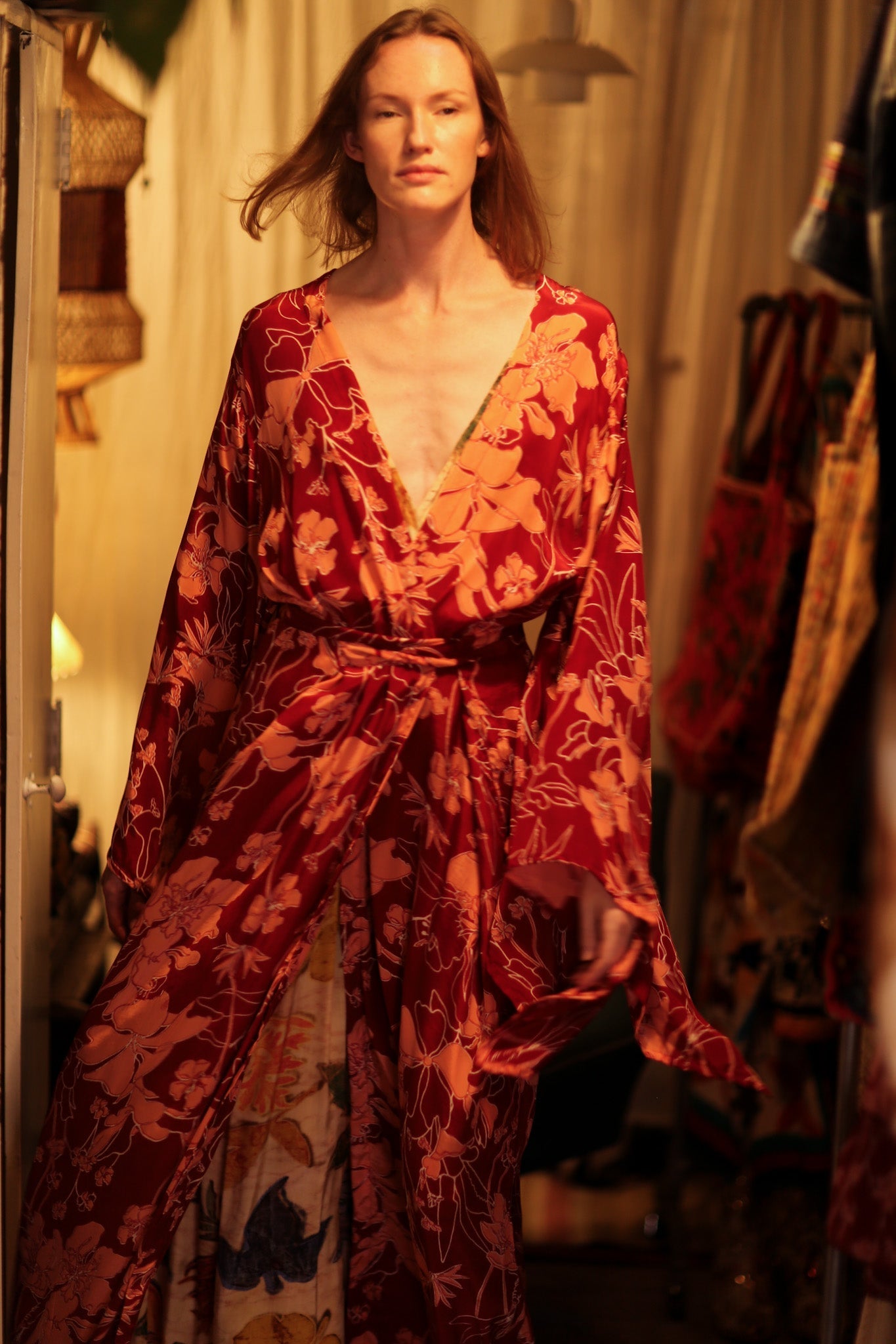 PINA SILK KIMONO RED FLOWER - MOMO STUDIO BERLIN - Berlin Concept Store - sustainable & ethical fashion