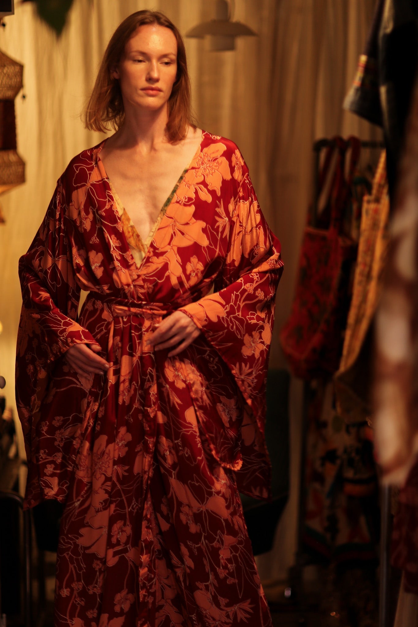 PINA SILK KIMONO RED FLOWER - MOMO STUDIO BERLIN - Berlin Concept Store - sustainable & ethical fashion