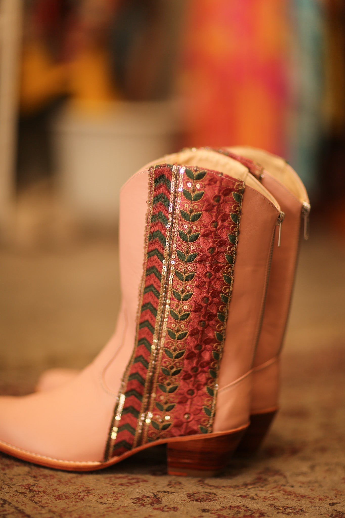 PINK BORDER TRIM LEATHER BOOTS MEETA - MOMO STUDIO BERLIN - Berlin Concept Store - sustainable & ethical fashion