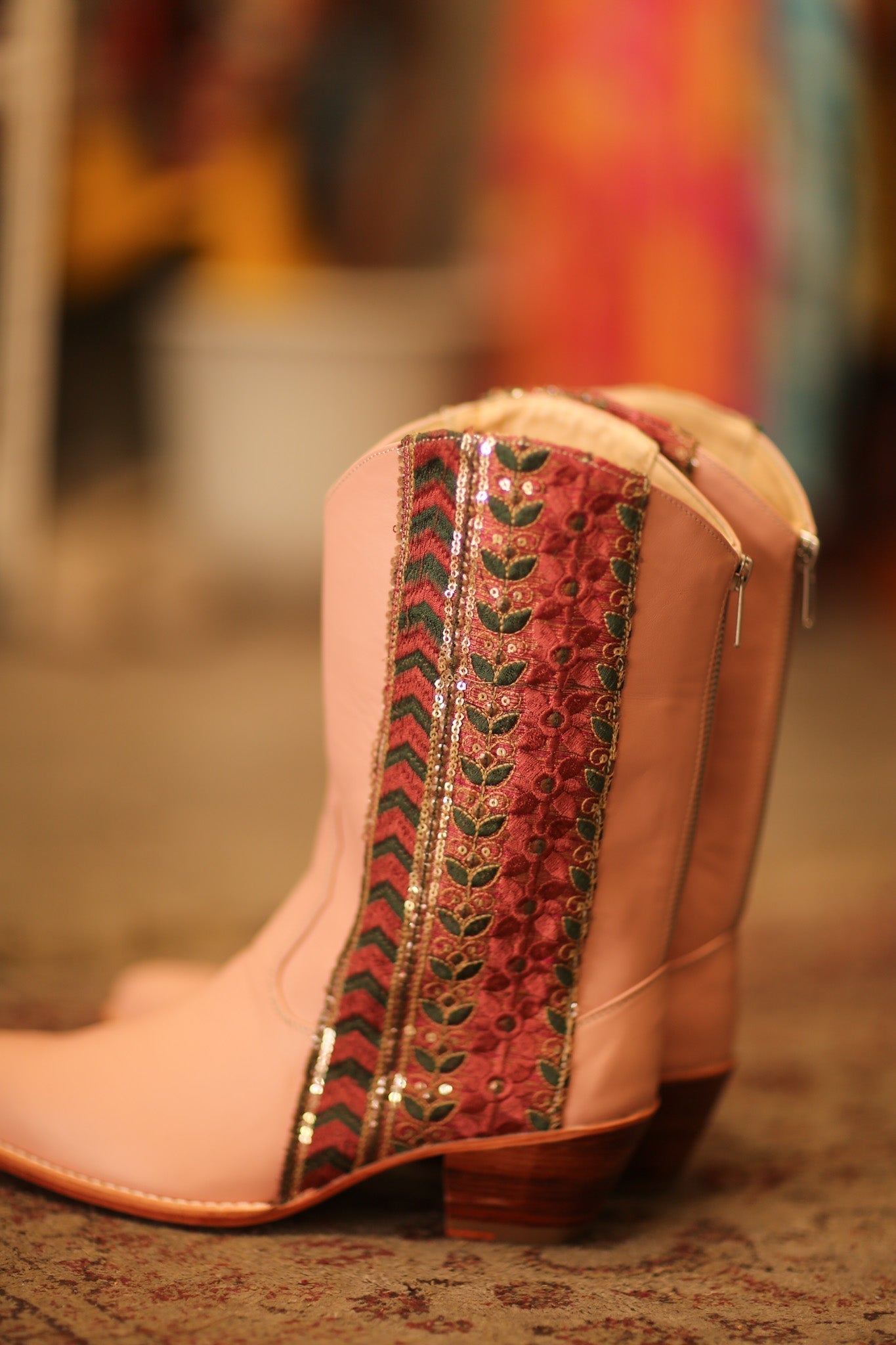 PINK BORDER TRIM LEATHER BOOTS MEETA - MOMO STUDIO BERLIN - Berlin Concept Store - sustainable & ethical fashion