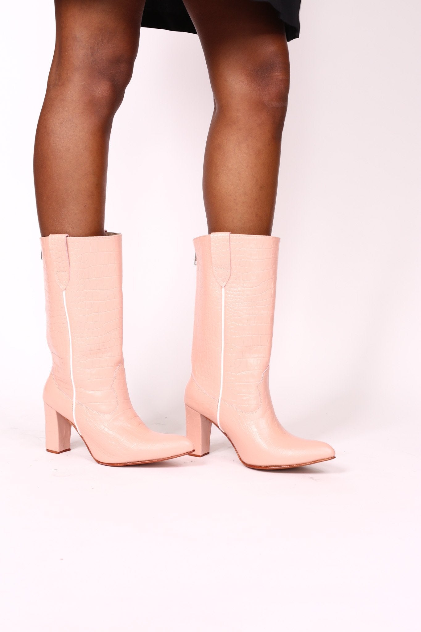 PINK CROC EMBOSSED HEEL BOOTS THOLA - MOMO STUDIO BERLIN - Berlin Concept Store - sustainable & ethical fashion