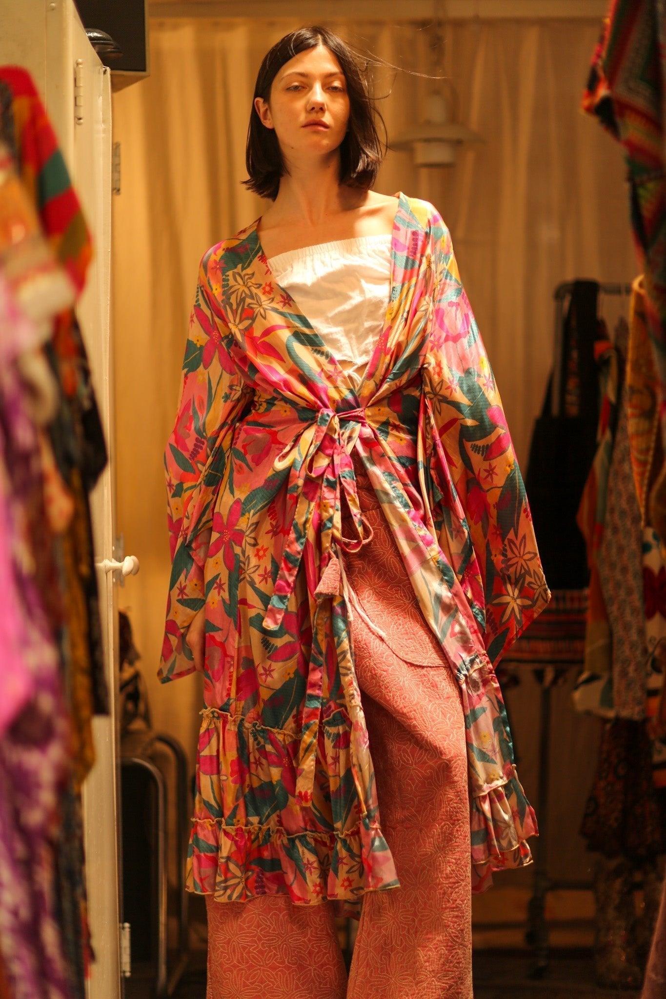 PINK JUNGLE SILK KIMONO PINA - MOMO STUDIO BERLIN - Berlin Concept Store - sustainable & ethical fashion