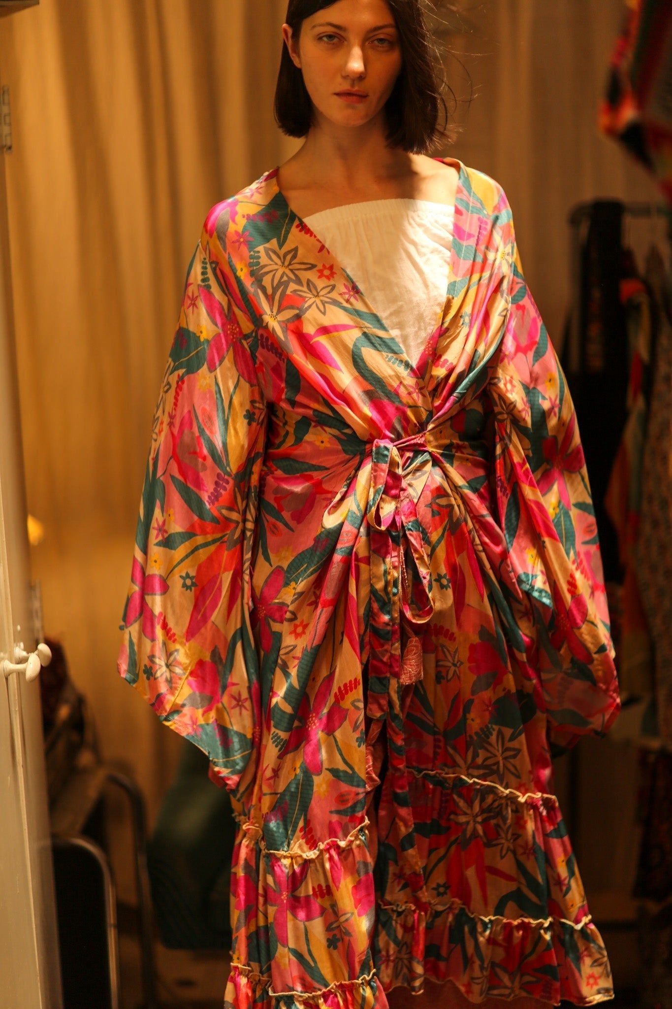 PINK JUNGLE SILK KIMONO PINA - MOMO STUDIO BERLIN - Berlin Concept Store - sustainable & ethical fashion