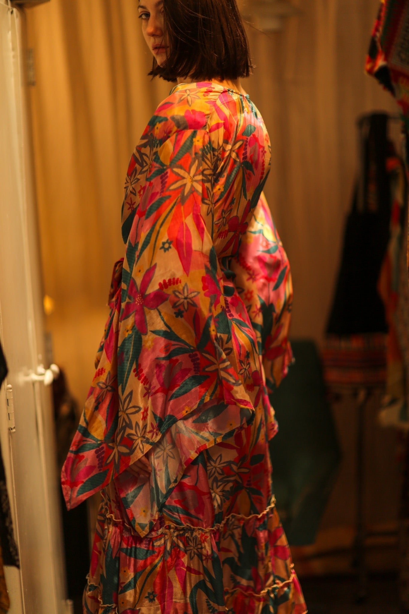 PINK JUNGLE SILK KIMONO PINA - MOMO STUDIO BERLIN - Berlin Concept Store - sustainable & ethical fashion