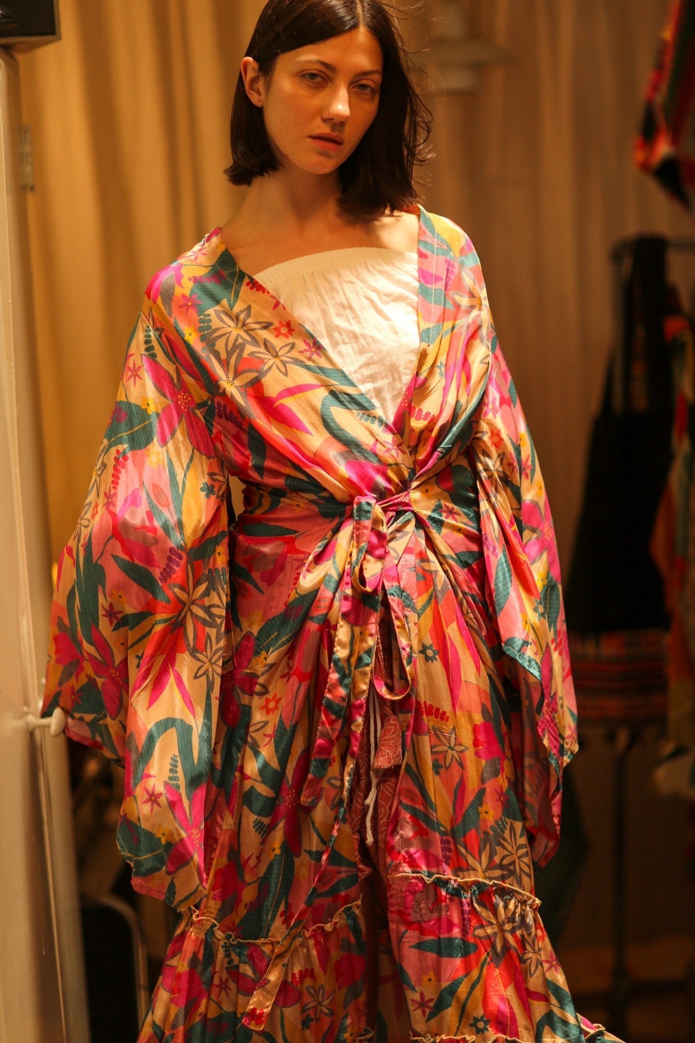 PINK JUNGLE SILK KIMONO PINA - MOMO STUDIO BERLIN - Berlin Concept Store - sustainable & ethical fashion