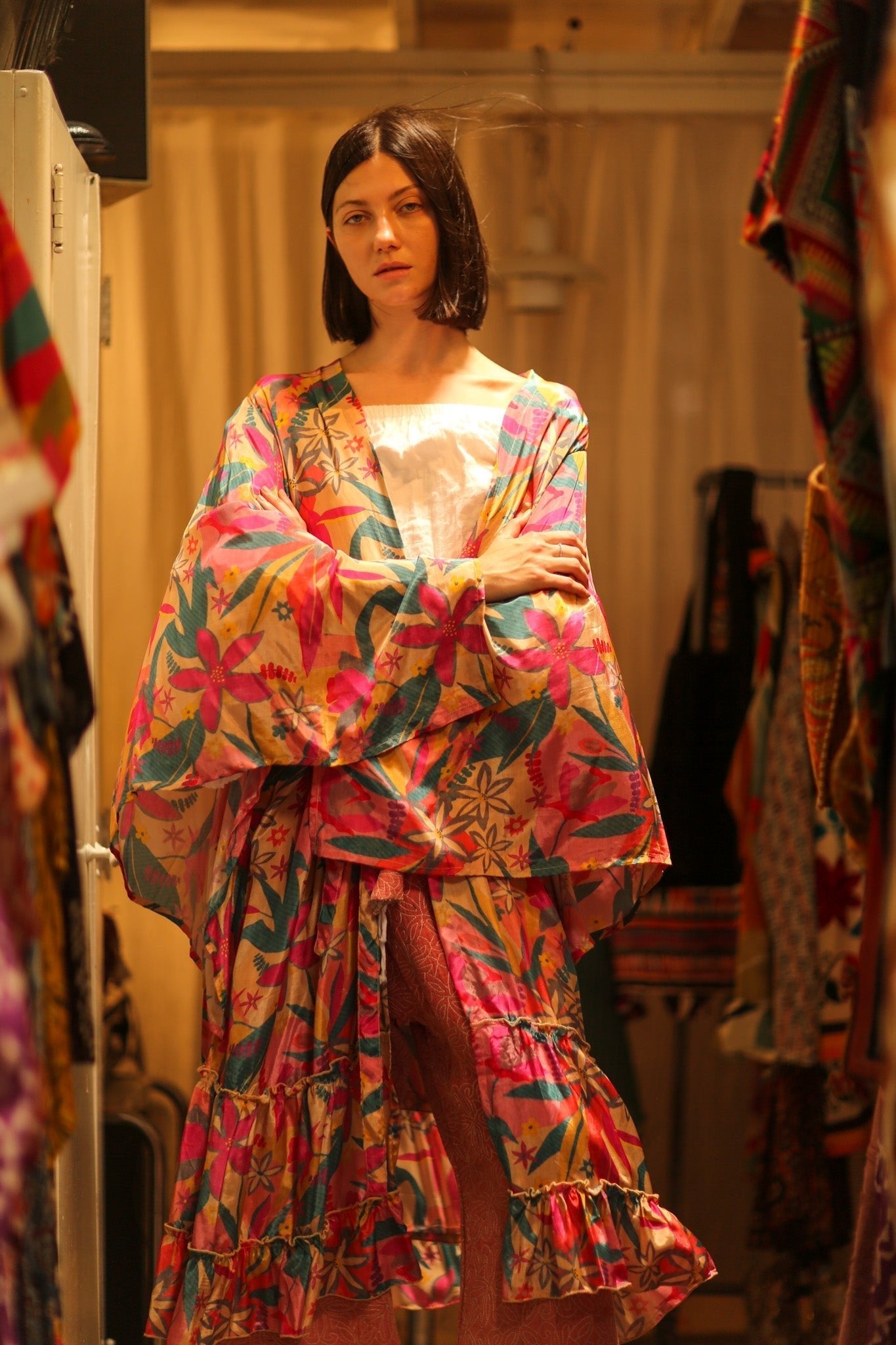 PINK JUNGLE SILK KIMONO PINA - MOMO STUDIO BERLIN - Berlin Concept Store - sustainable & ethical fashion