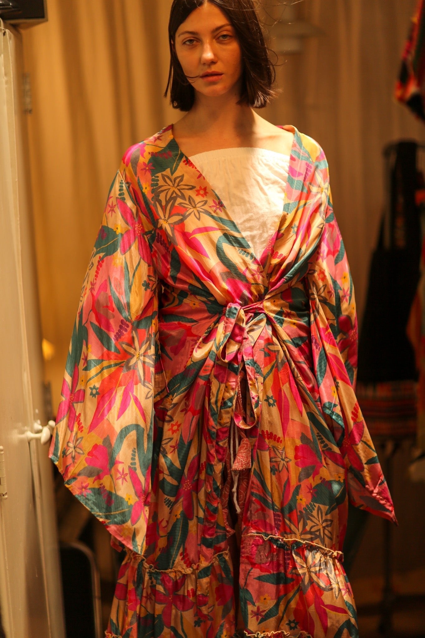PINK JUNGLE SILK KIMONO PINA - MOMO STUDIO BERLIN - Berlin Concept Store - sustainable & ethical fashion