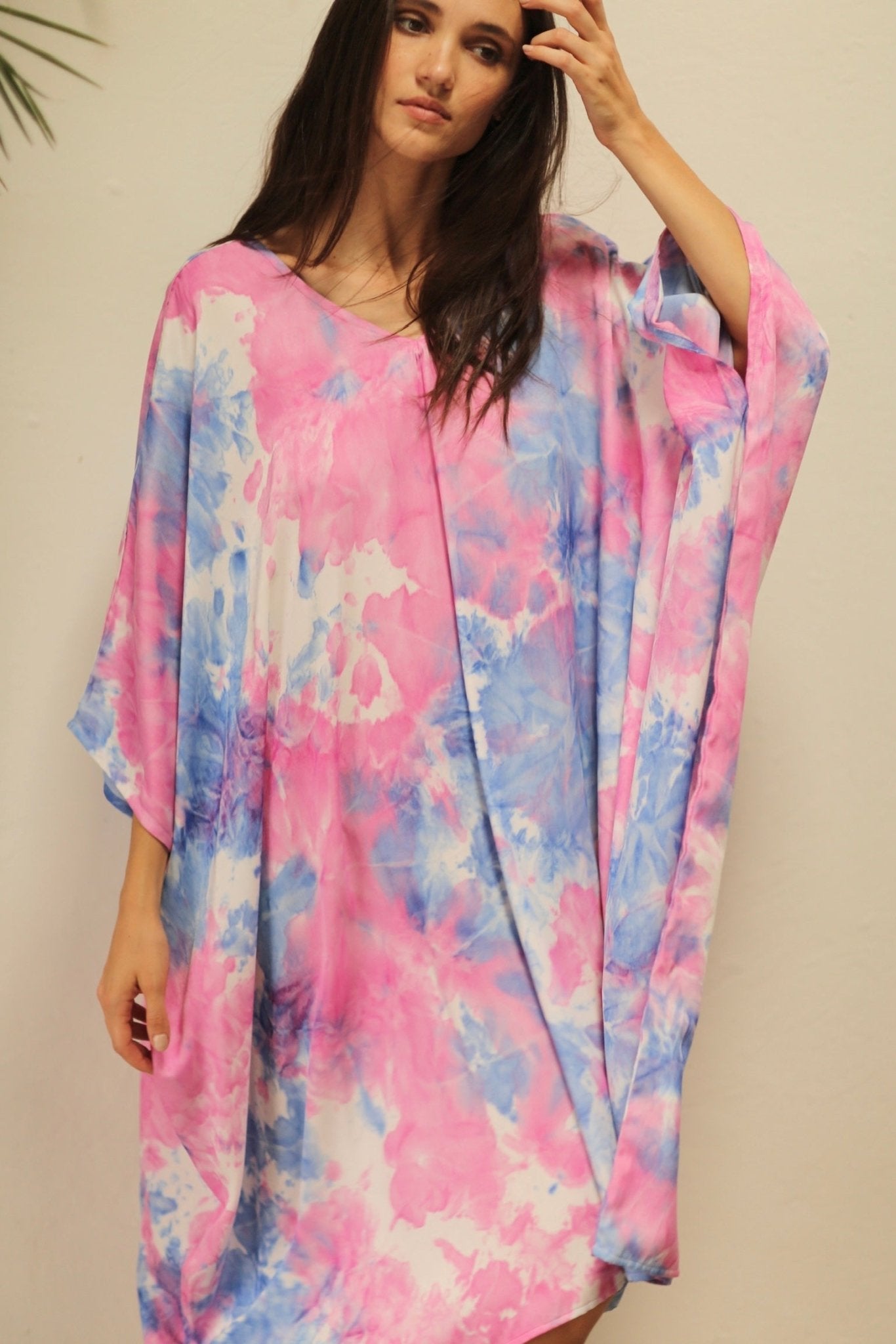 POLLUX TWIN PINK BLUE TIE DYE KAFTAN DRESS - MOMO STUDIO BERLIN - Berlin Concept Store - sustainable & ethical fashion