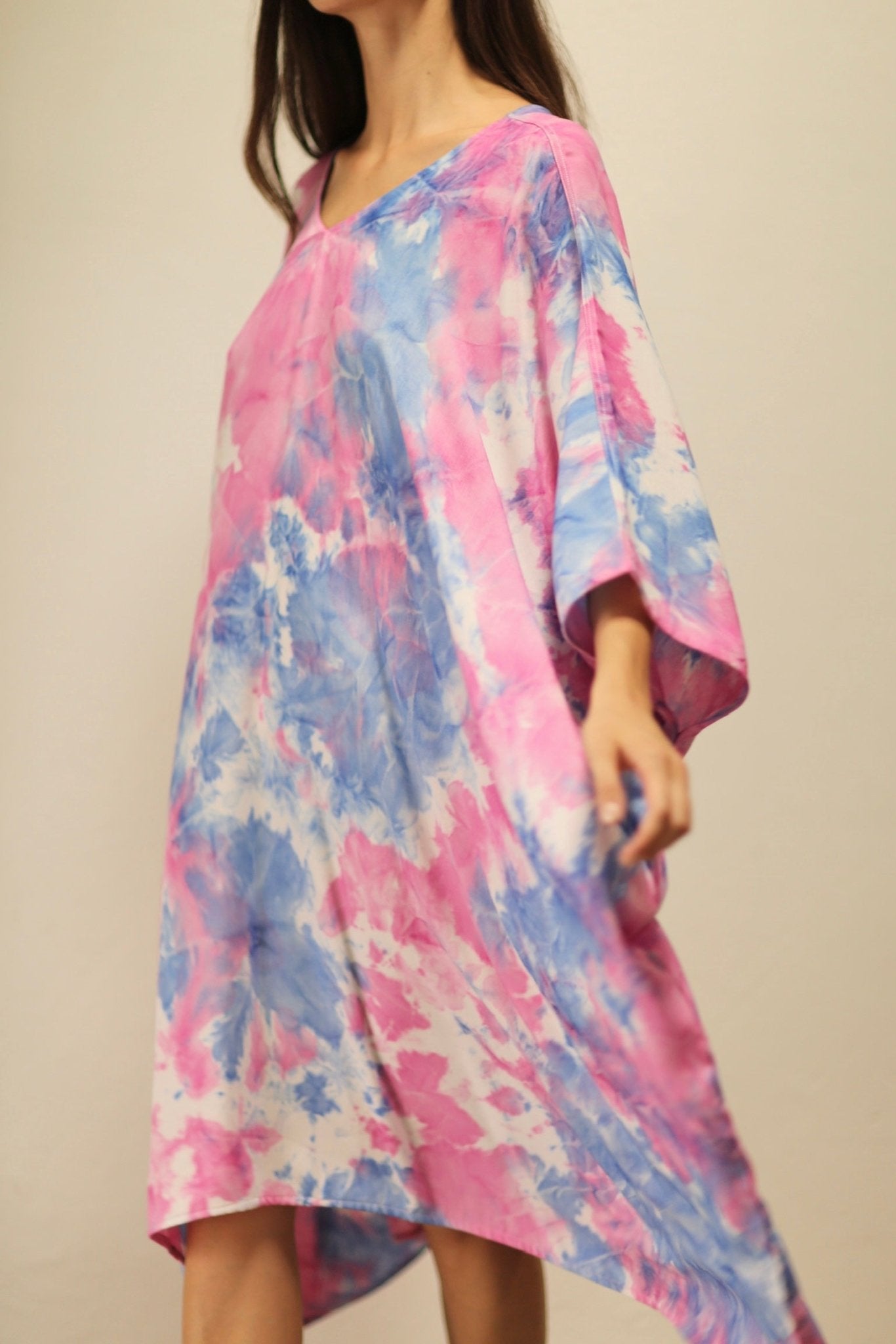 POLLUX TWIN PINK BLUE TIE DYE KAFTAN DRESS - MOMO STUDIO BERLIN - Berlin Concept Store - sustainable & ethical fashion