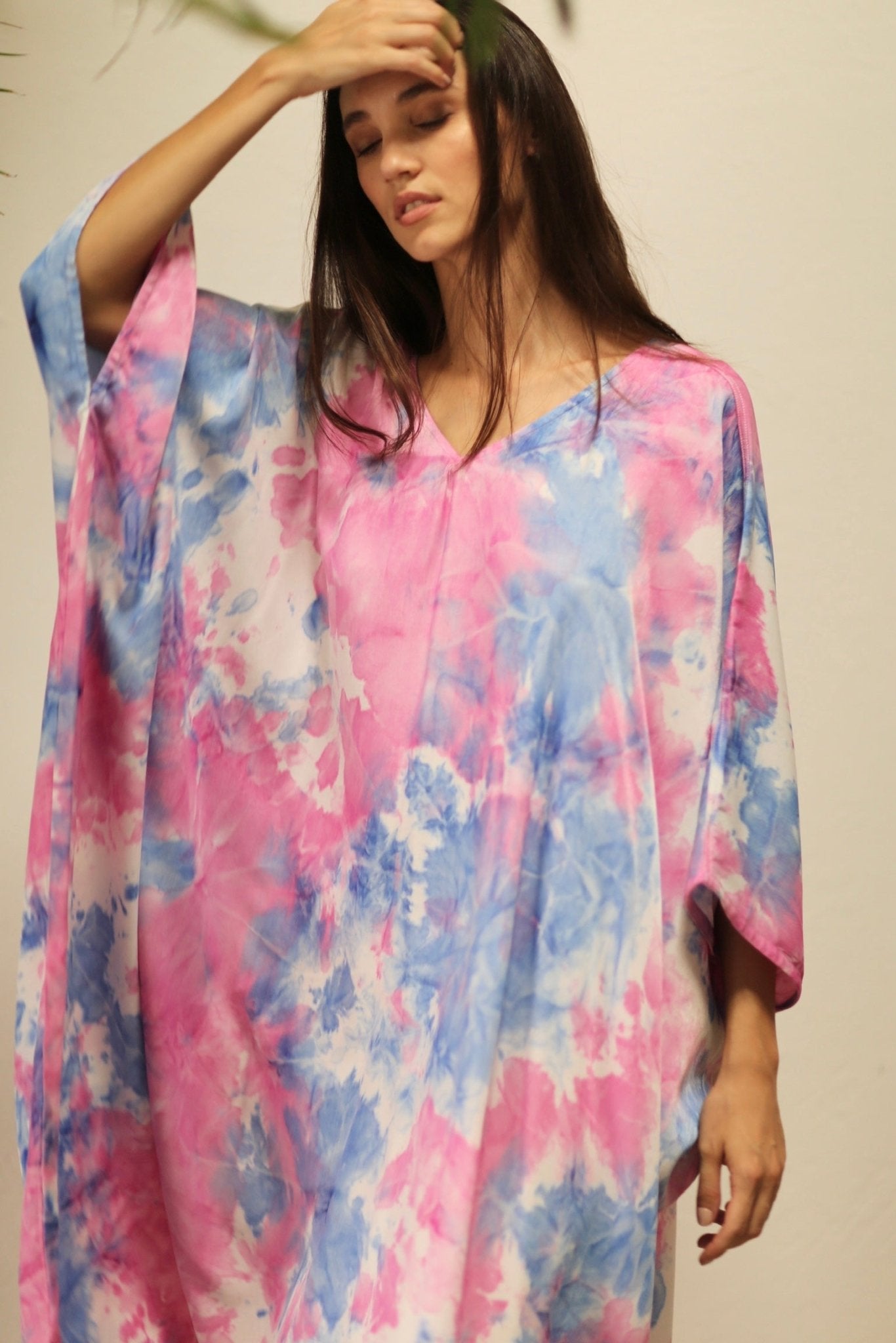 POLLUX TWIN PINK BLUE TIE DYE KAFTAN DRESS - MOMO STUDIO BERLIN - Berlin Concept Store - sustainable & ethical fashion