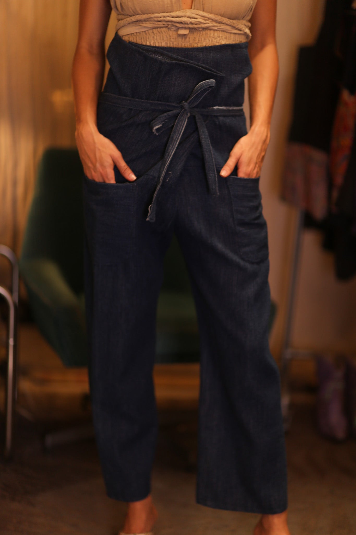 PREMIUM DENIM FISHERMEN PANTS DARK BLUE - MOMO STUDIO BERLIN - Berlin Concept Store - sustainable & ethical fashion
