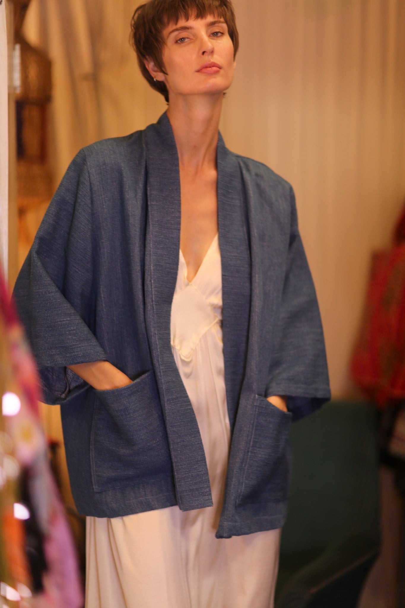 PREMIUM JAPANESE SHORT DENIM KIMONO KYAUNGCHIT - MOMO STUDIO BERLIN - Berlin Concept Store - sustainable & ethical fashion