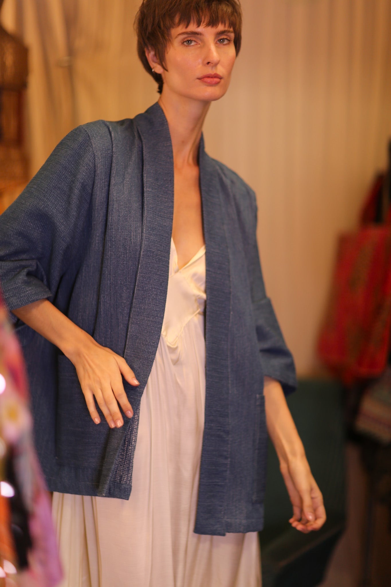 PREMIUM JAPANESE SHORT DENIM KIMONO KYAUNGCHIT - MOMO STUDIO BERLIN - Berlin Concept Store - sustainable & ethical fashion