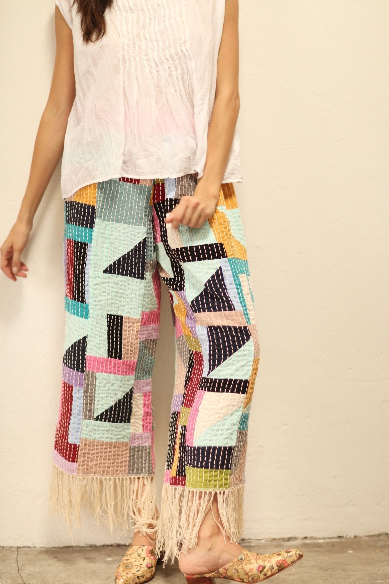 ROS LONG ARTISANS HAND EMBROIDERED PANTS - MOMO STUDIO BERLIN - Berlin Concept Store - sustainable & ethical fashion