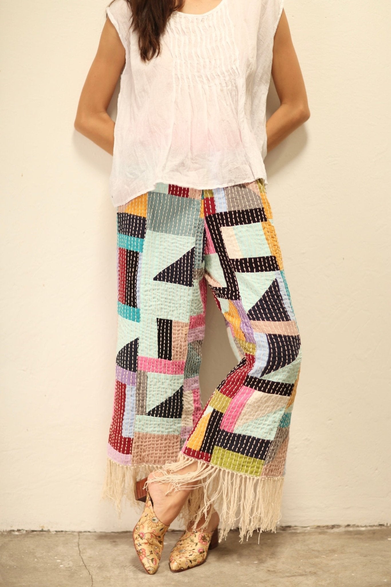 ROS LONG ARTISANS HAND EMBROIDERED PANTS - MOMO STUDIO BERLIN - Berlin Concept Store - sustainable & ethical fashion