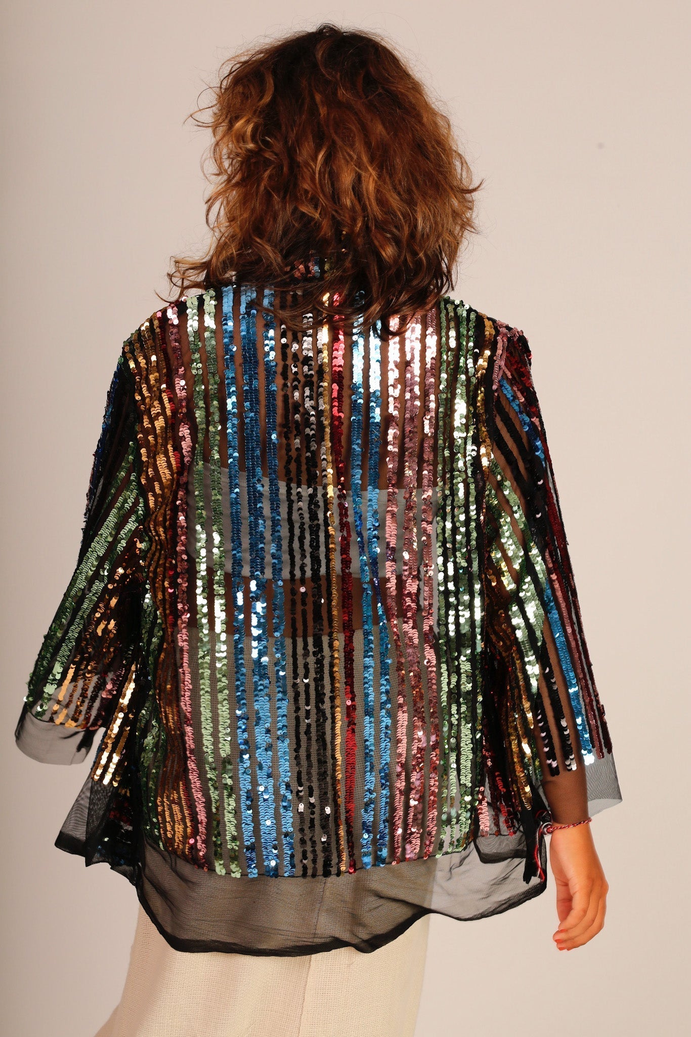 SEQUIN EMBROIDERED CHIFFON SILK SHORT KIMONO - MOMO STUDIO BERLIN - Berlin Concept Store - sustainable & ethical fashion